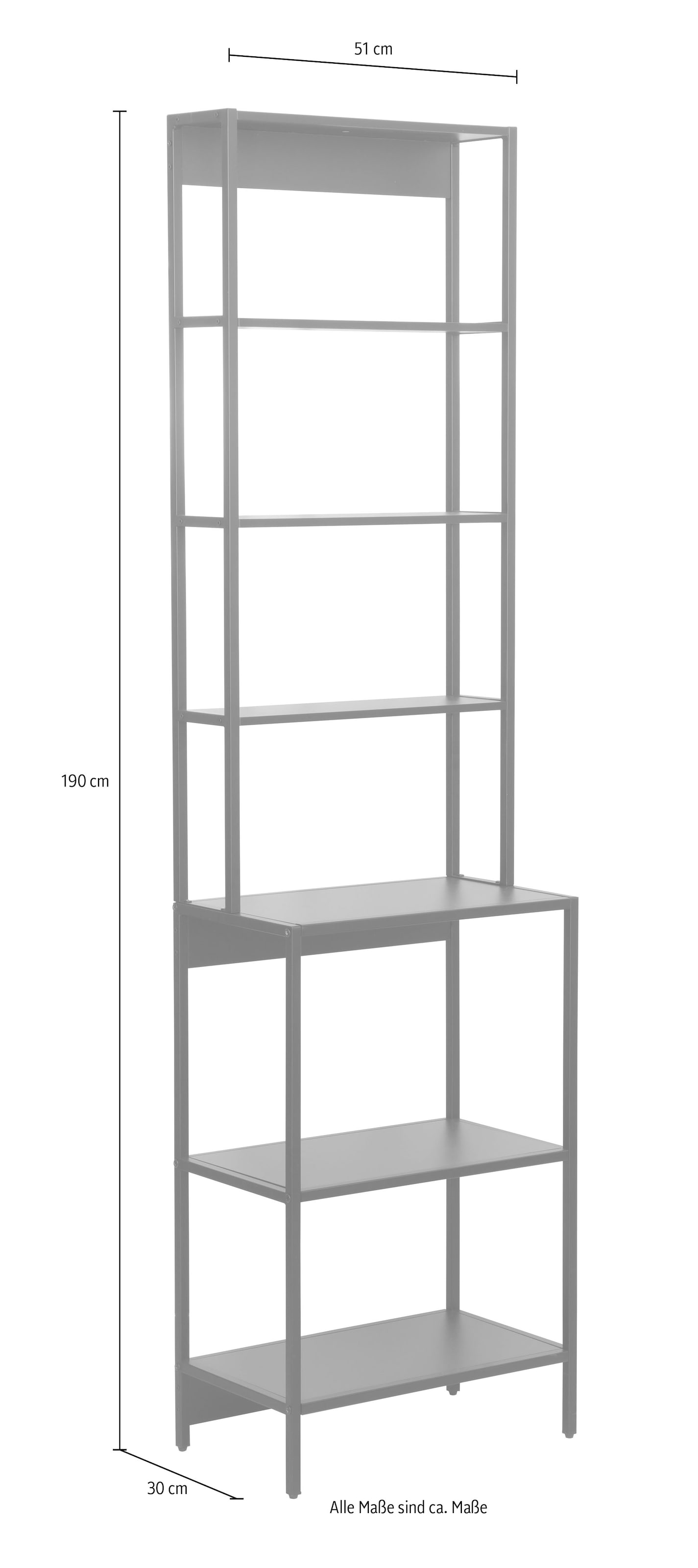 welltime Badregal »Lodi« 1 Stk. tlg. Hochregal mit Metallrahmen, 6 Böden - (B/T/H) 51/30/190 cm