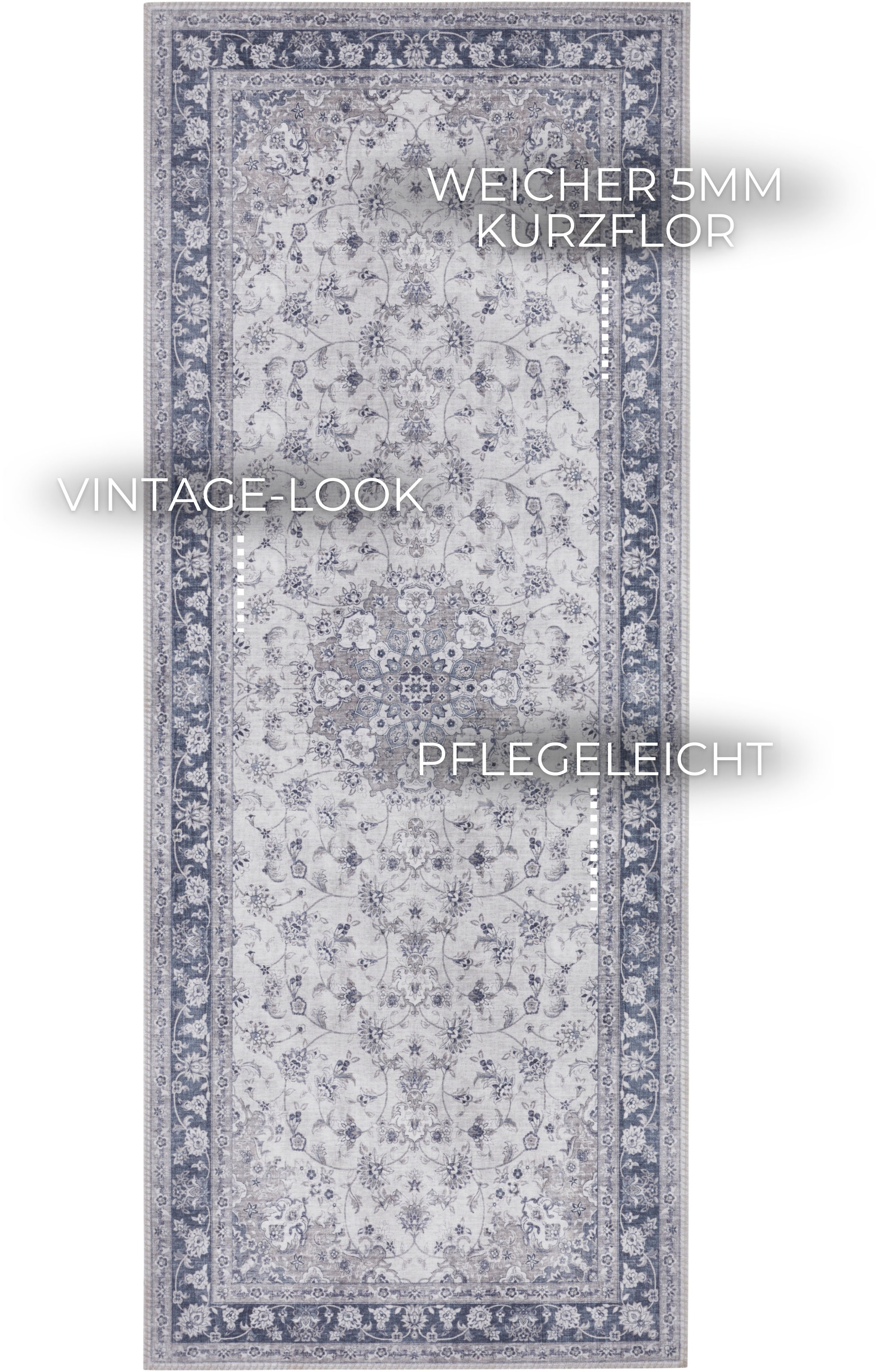 ELLE DECORATION Teppich »Nain«, rechteckig, 7 mm Höhe, Orientalisch, Läufer, Kurzflor, Wohnzimmer, Schlafzimmer, Vintage-Look