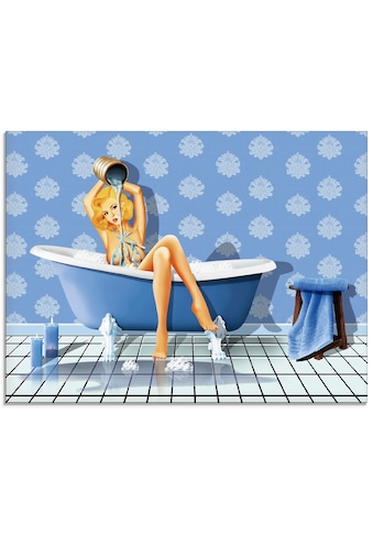 Glasbild »Das sexy blaue Badezimmer«, Frau, (1 St.)