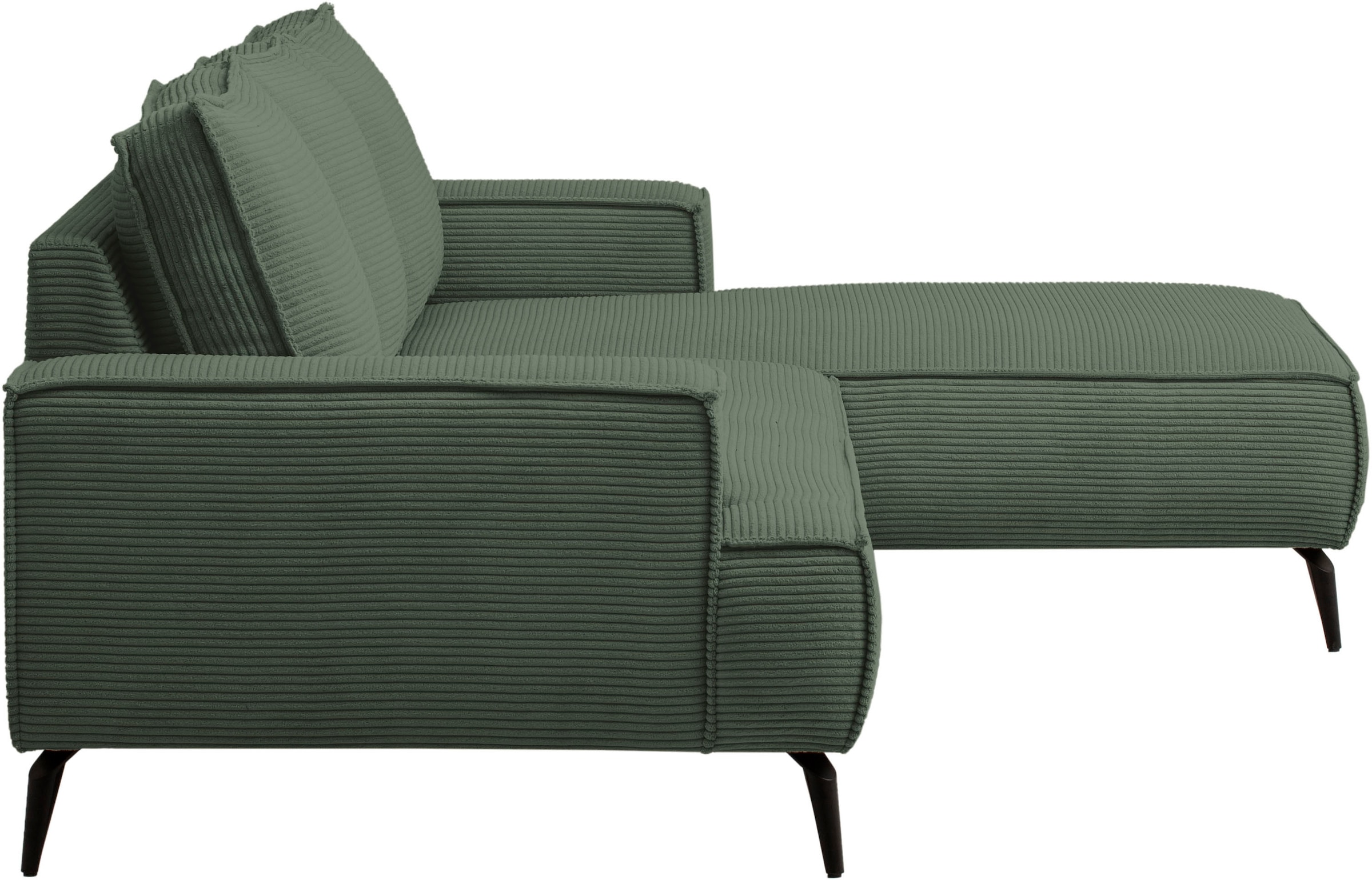 andas Ecksofa »TVINNU, L-Form in Cord, Sofa«, wahlweise Recamiere rechts/links, schwarze Füsse, bequemer Sitzkomfort
