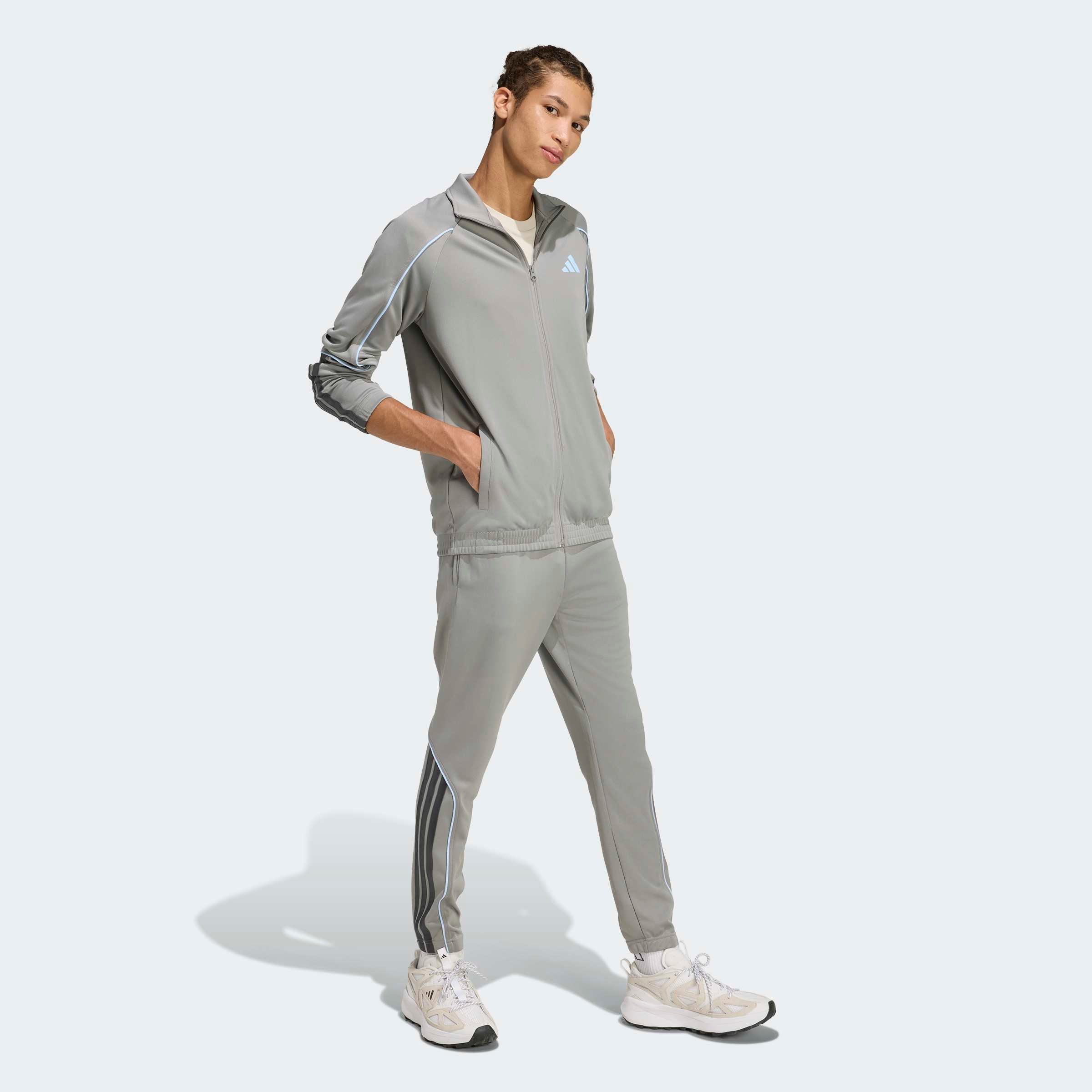 adidas Sportswear Combinaison d'entraînement »M 3S STADIUM TS« 2 pièces zweiteiliges Set aus Jacke und Hose, aus leichtem Polyester