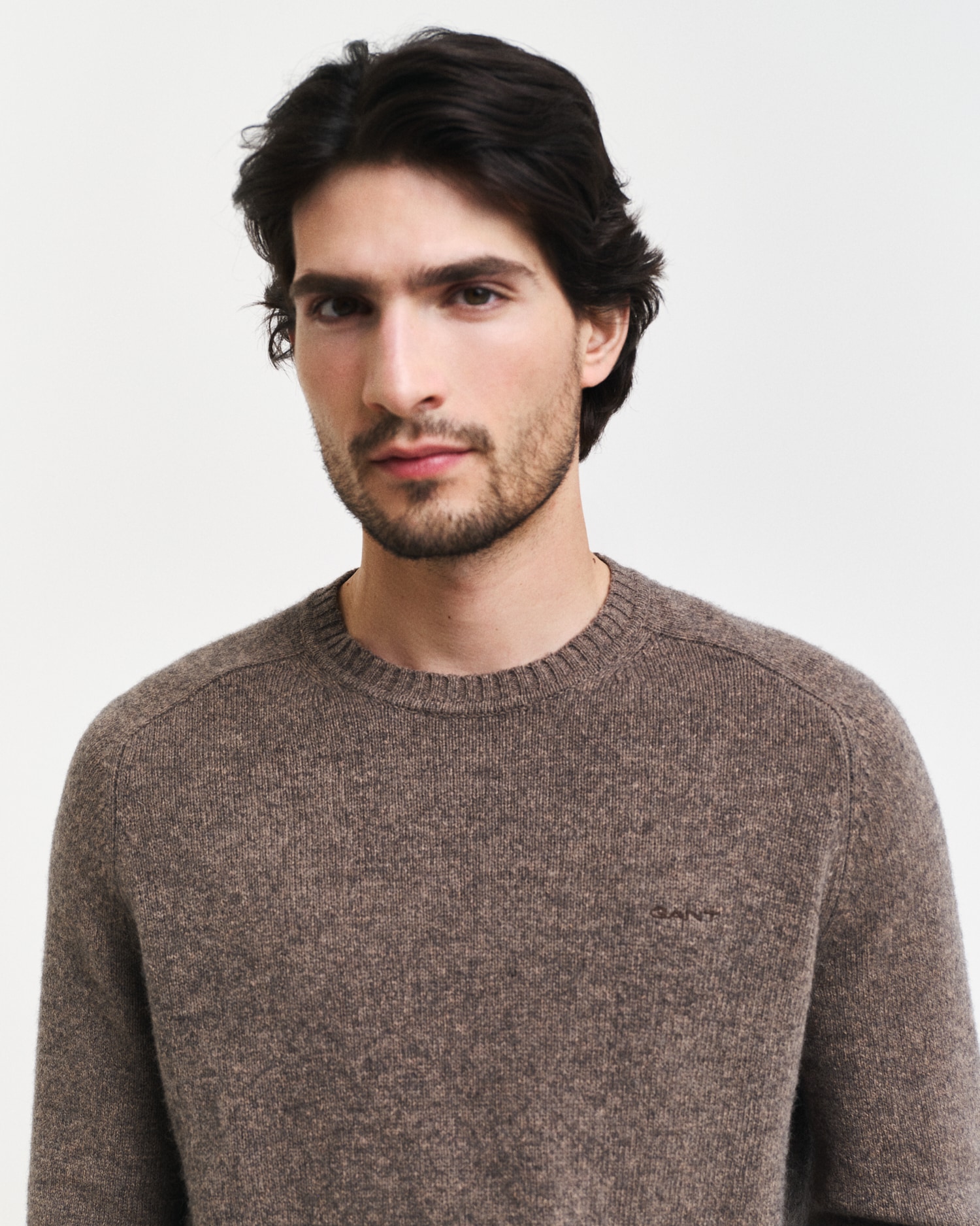 Gant Rundhalspullover »WOOL BLEND C-NECK«, in melierter Optik