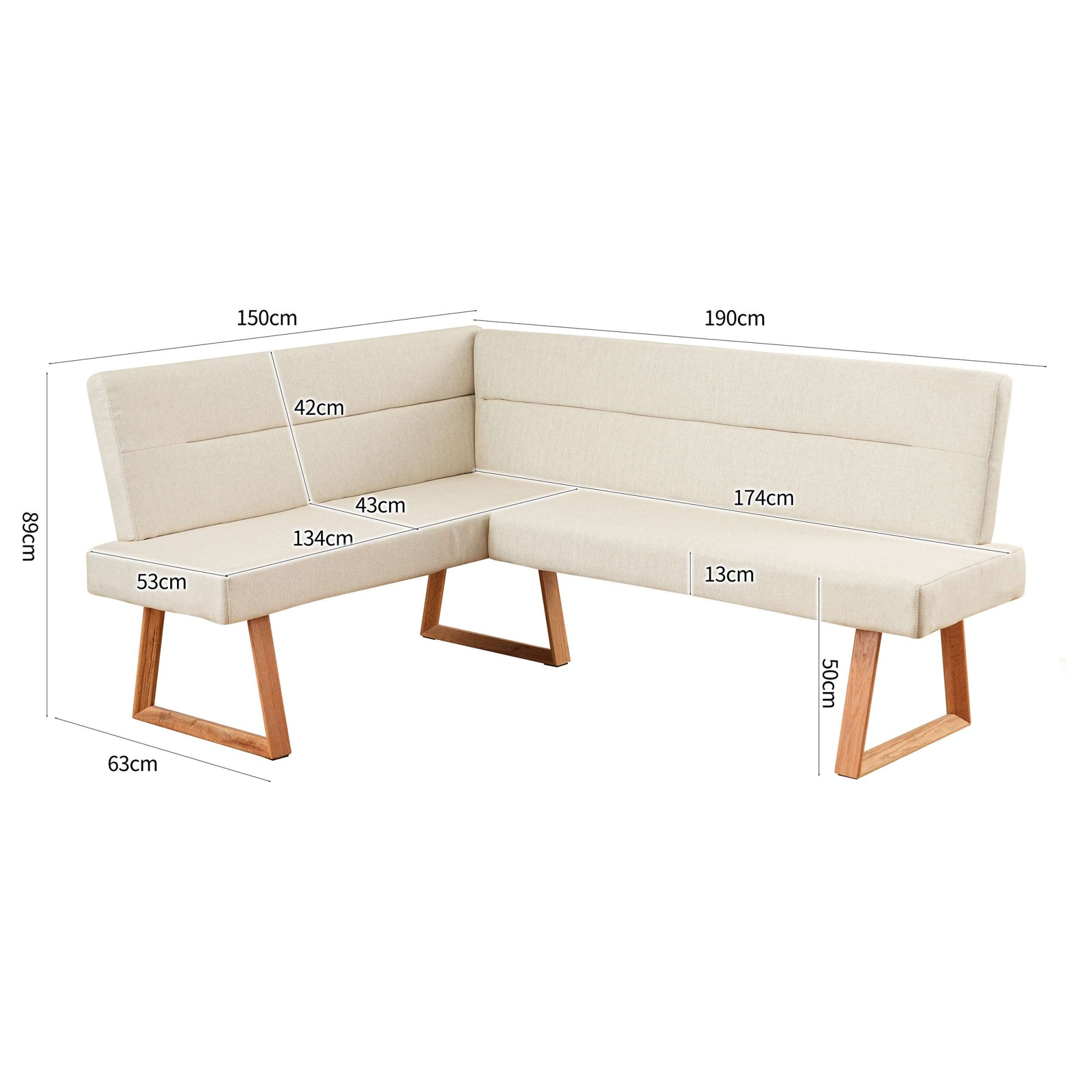 GOODproduct Eckbank »Emilia« Beine aus massiver Eiche, pflegeleichtem Webstoff Bezug, Breite 190 cm