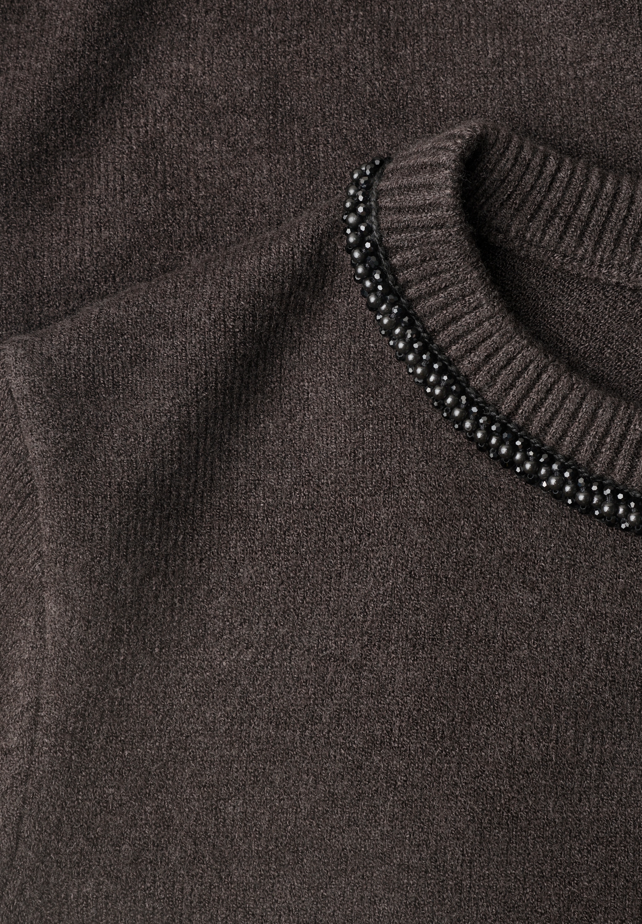STREET ONE Strickpullover Halbarm Pullover mit Perlen-Detail am Rundhals