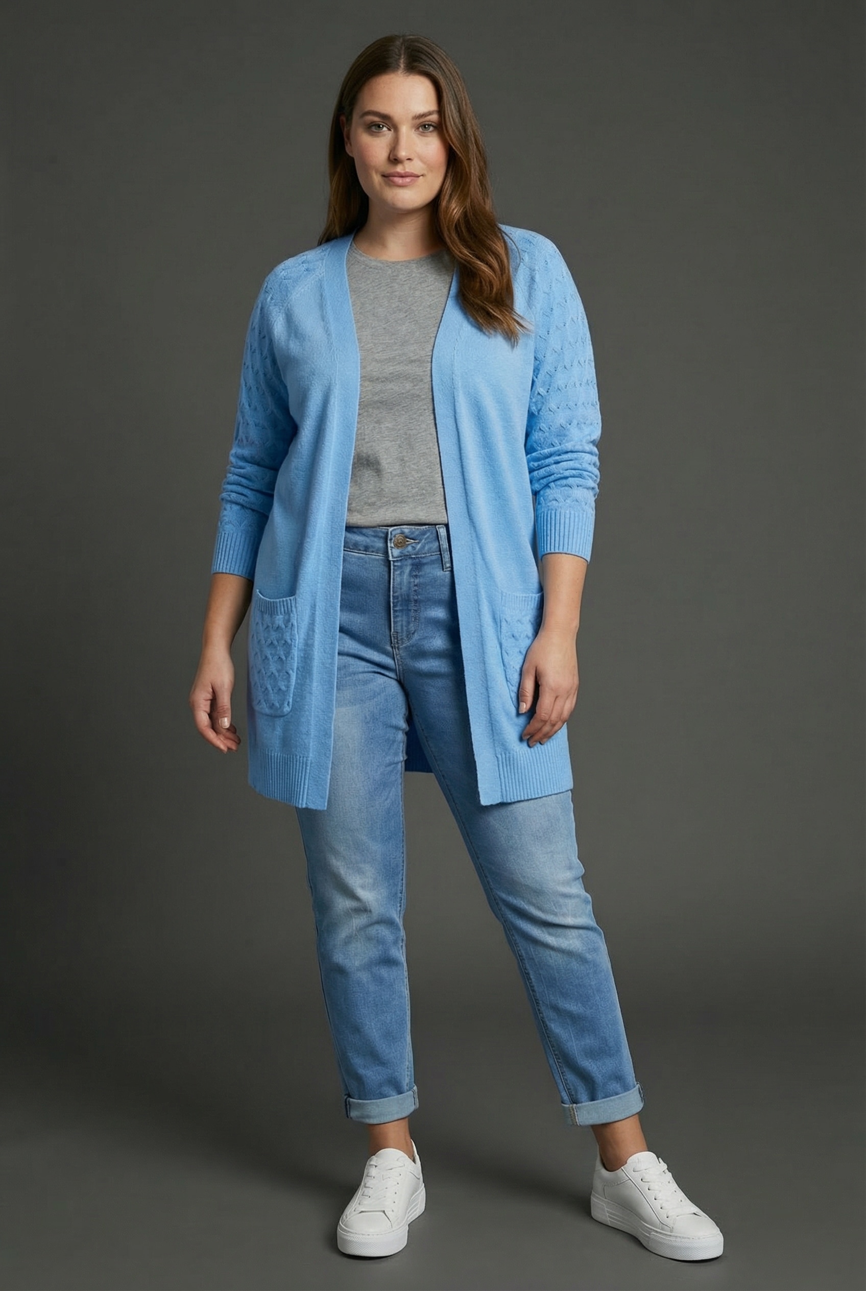 KangaROOS Cardigan casual Stil, bequeme Passform, mit Raglanärmeln, grosse Grössen