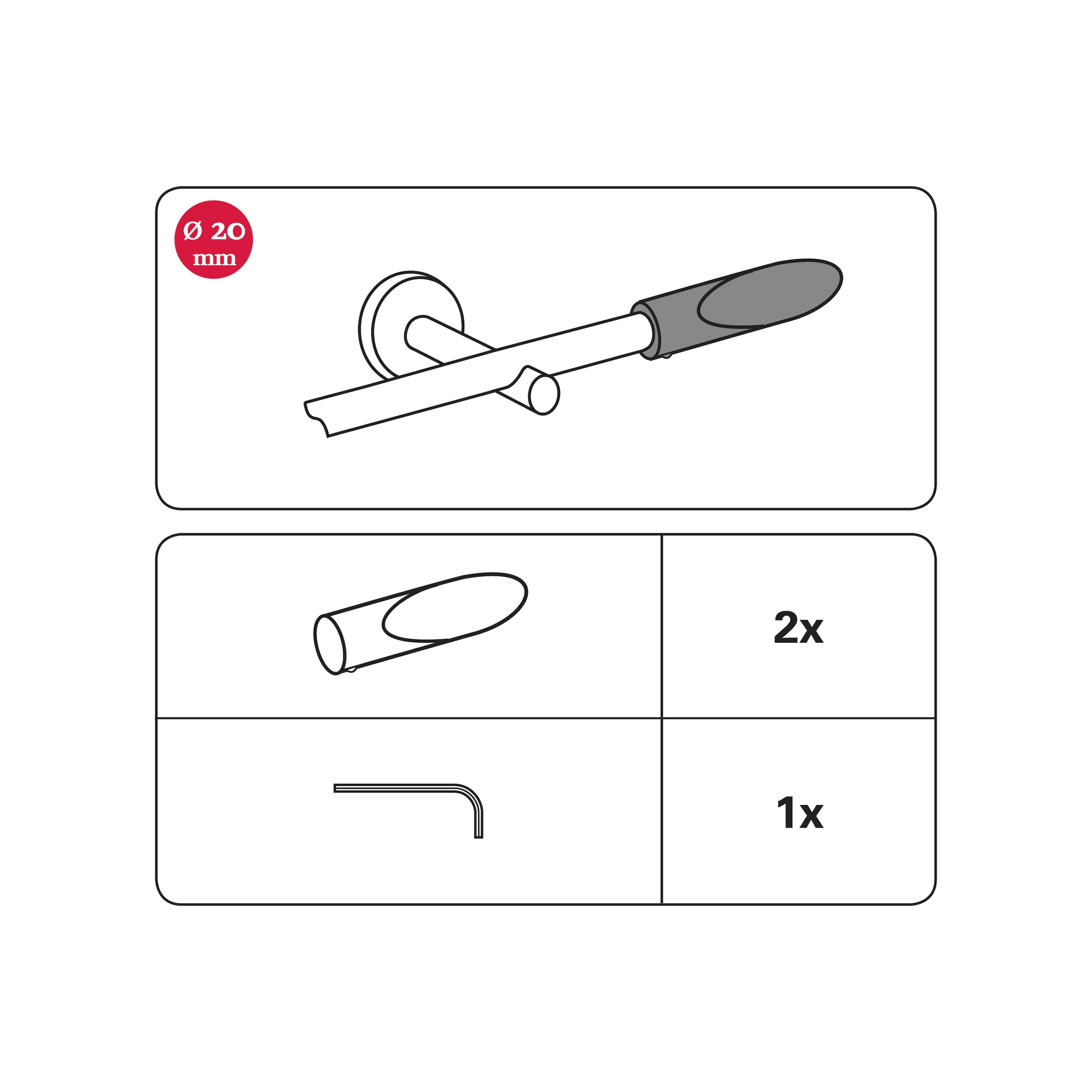 GARDINIA Gardinenstangen-Endstück »Endstück Elypse«, (2 St.), Chicago mm Einzelprogramm Ø kaufen Serie 20