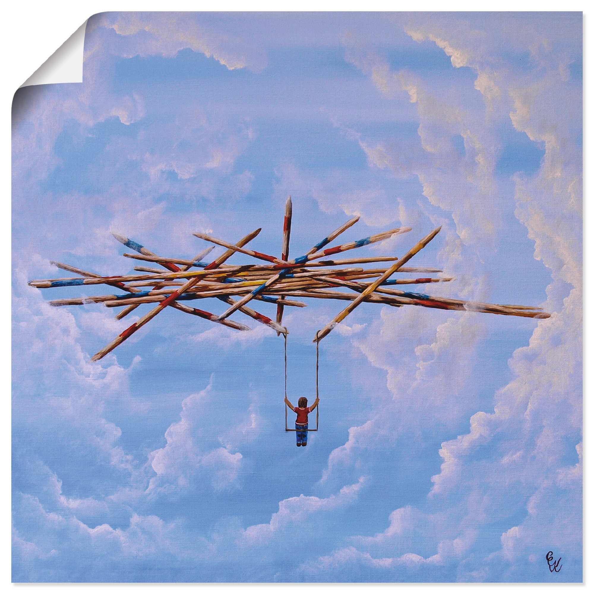 Image of Artland Wandbild »Der fliegende Wahnsinn«, klassische Fantasie, (1 St.), in vielen Grössen & Produktarten - Alubild / Outdoorbild für den Aussenbereich, Leinwandbild, Poster, Wandaufkleber / Wandtattoo auch für Badezimmer geeignet bei Ackermann Versand Sc