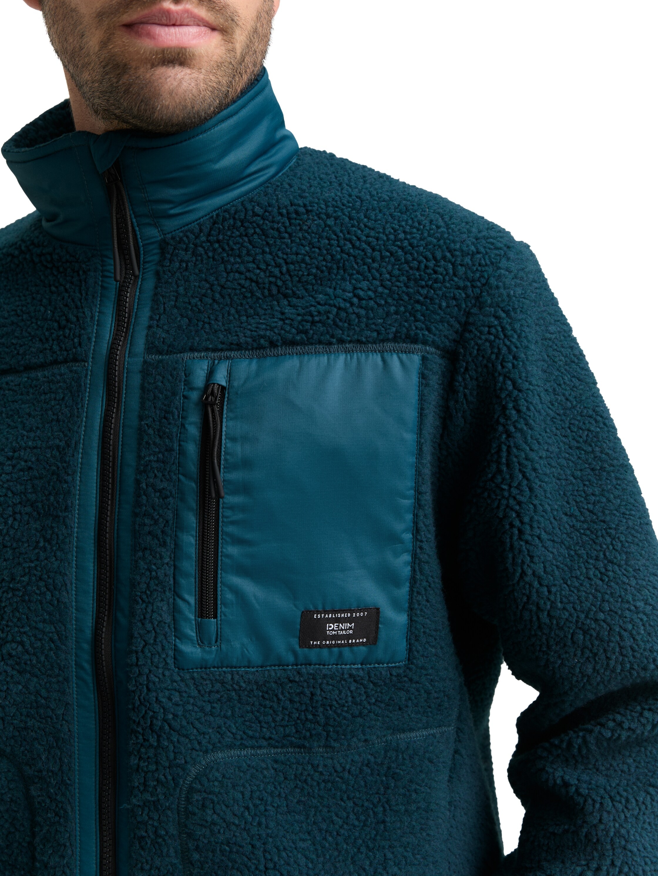 TOM TAILOR Denim Veste polaire mit Logo Stickerei