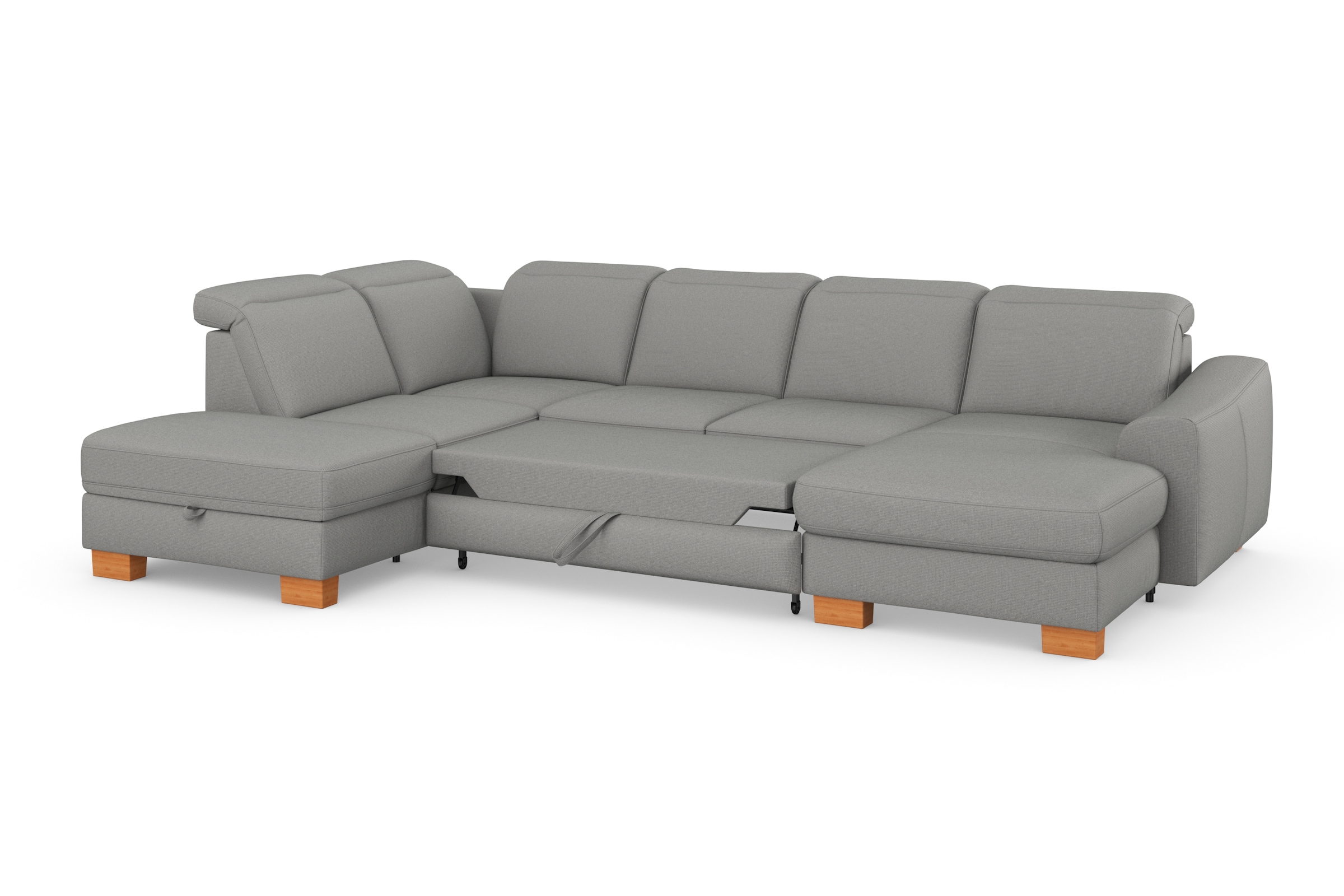 sit&more Wohnlandschaft »Dundee U-Form«, mit Federkern und Massivholzfüssen, wahlweise mit Kopfteilverstellung