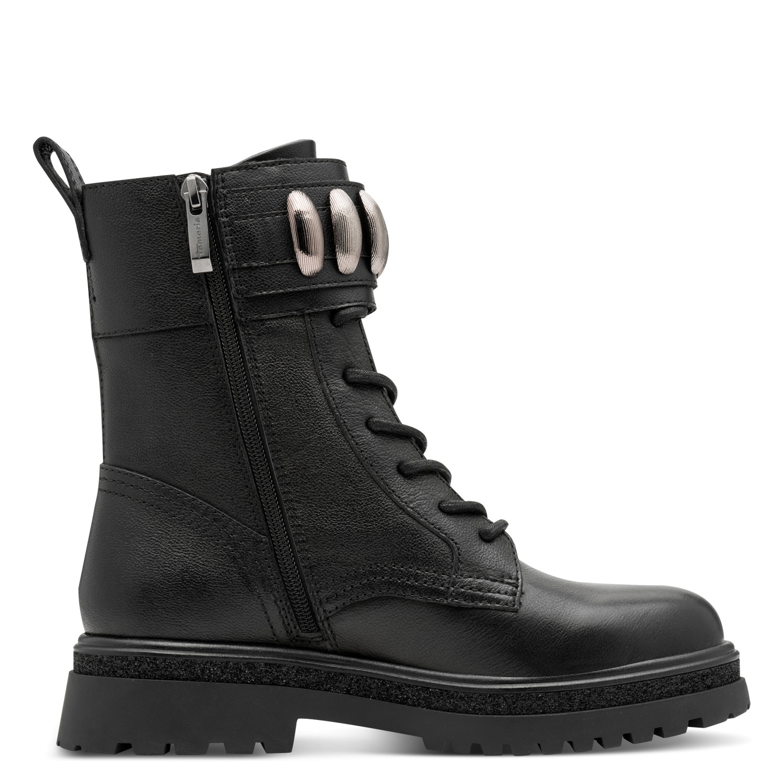 Tamaris Schnürstiefelette  , Blockabsatz, Schnürboots mit Schmuckelementen in Metallicoptik