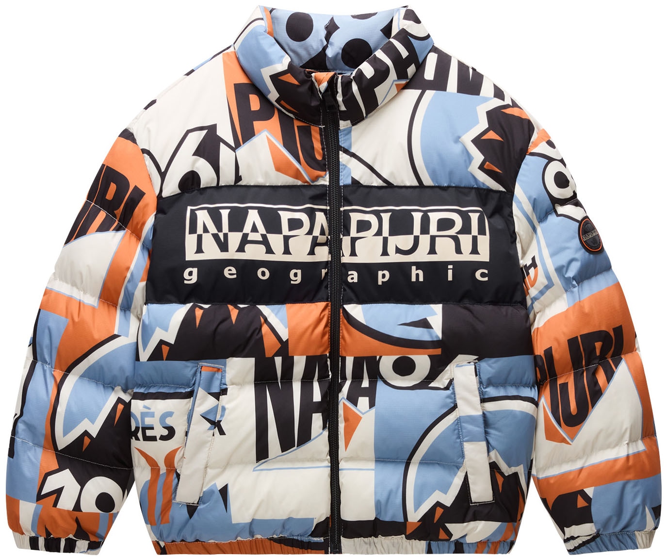 Image of Napapijri Winterjacke ohne Kapuze Stehkragen, Alloverprint, elastische Bündchen
