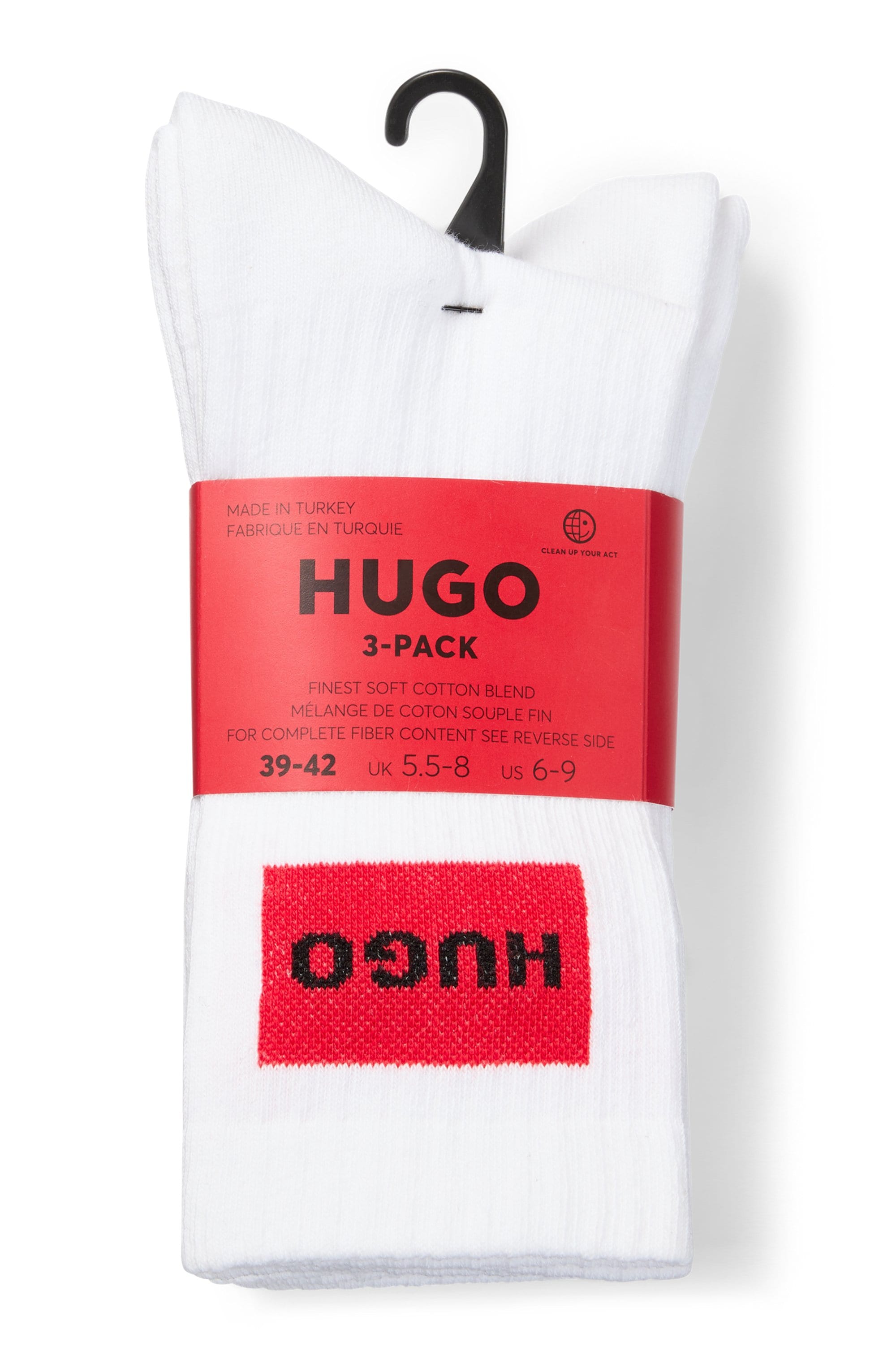 HUGO Underwear Chaussettes de loisirs »3P QS RIB LABEL« Packung, 3er, 3 cuis tlg. mit kontrastfarbenen HUGO Logo