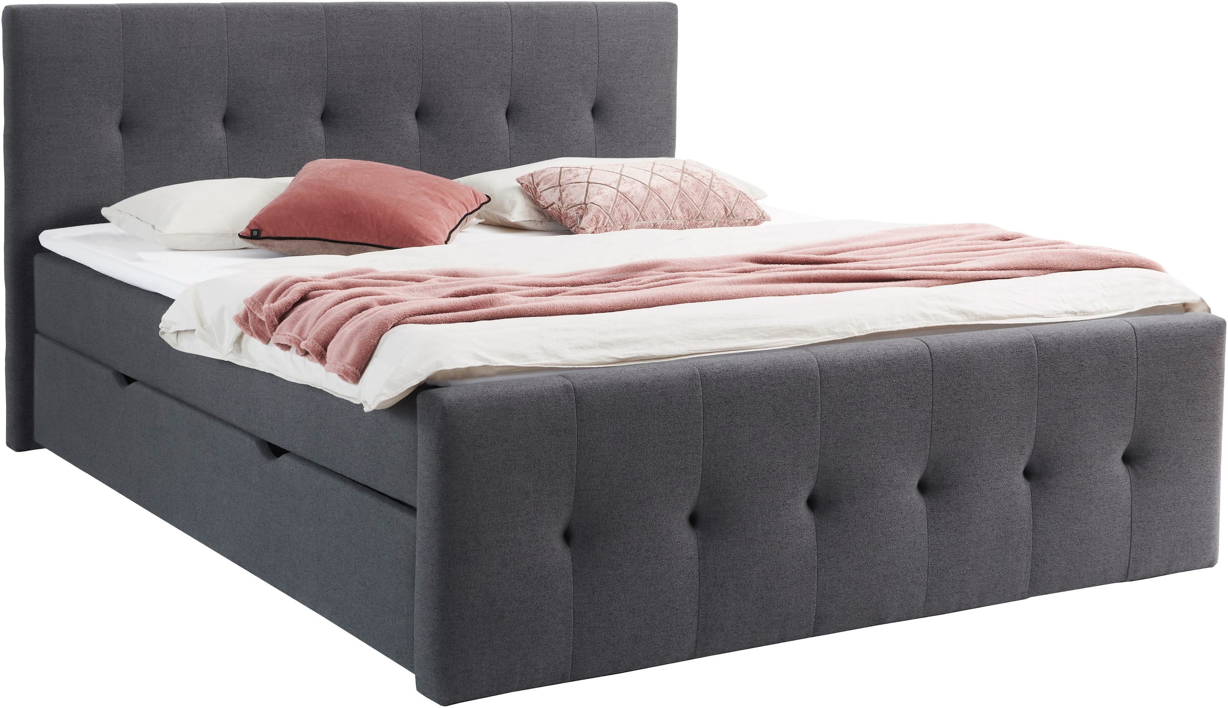 Home affaire Lit de boxe »Tessaja, inkl. Bettkasten, in der Breite 180x200cm erhältlich« Kopf- und Fussteil gesteppt, inkl. Anti-Slip-Topper