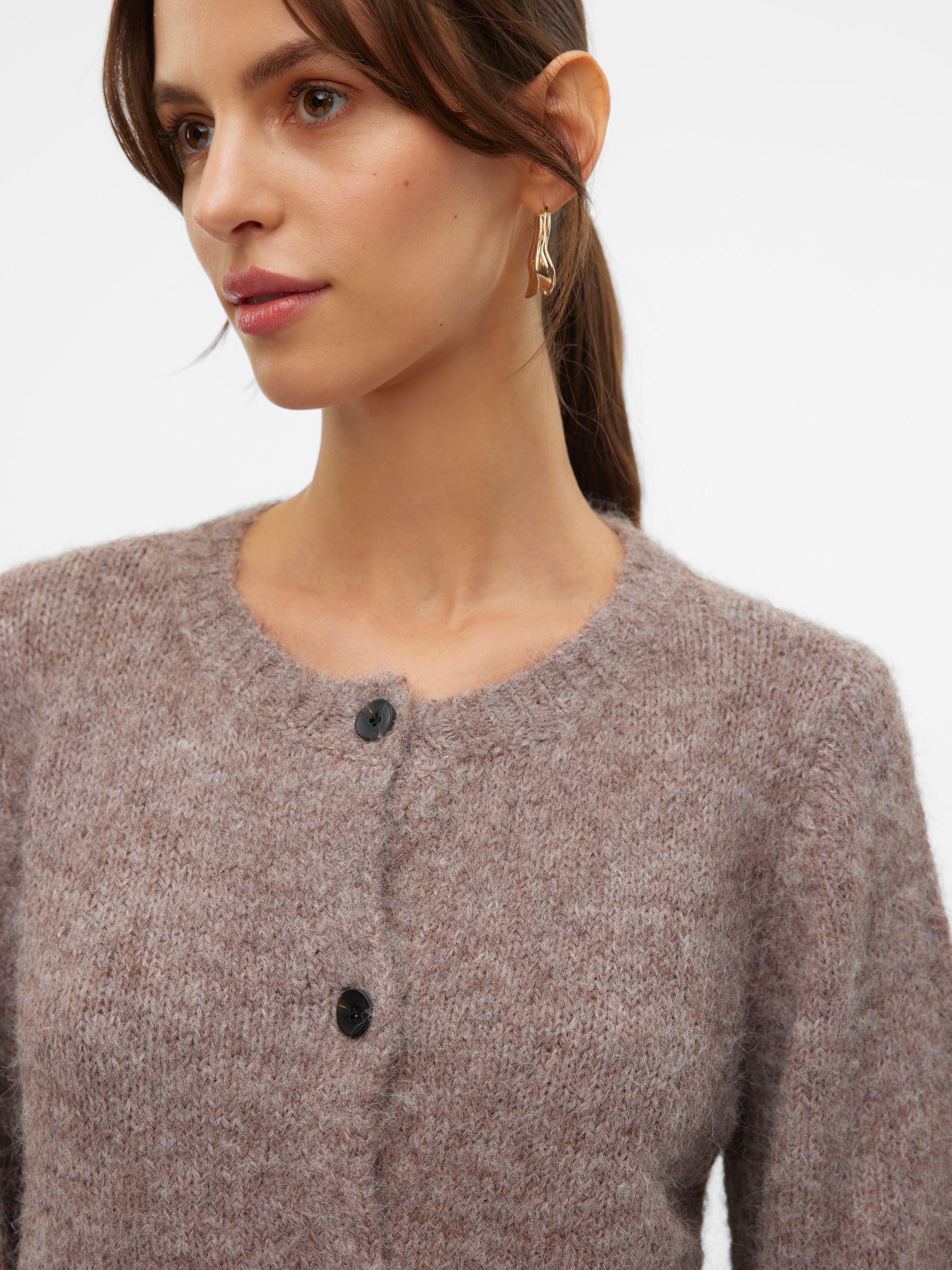 Vero Moda Strickjacke »VMNOVAH LS O-NECK BUTTON CARDI GA NOOS« Materialmix, regular fit