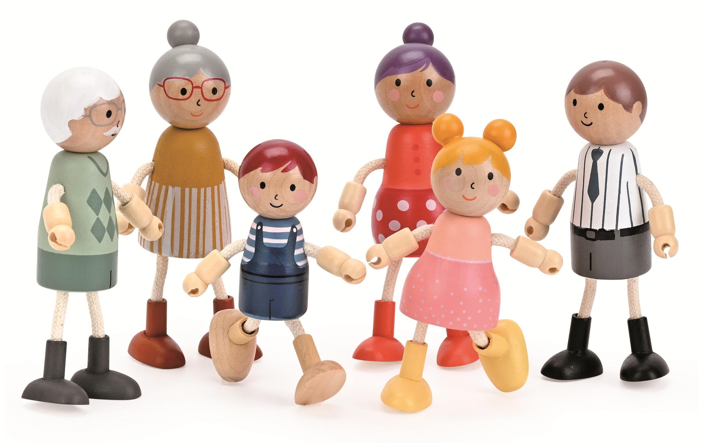 Spielba Spielfigur »Spielba Holzspielwaren Biegepüppchen Familie aus Holz mit Kleidern«