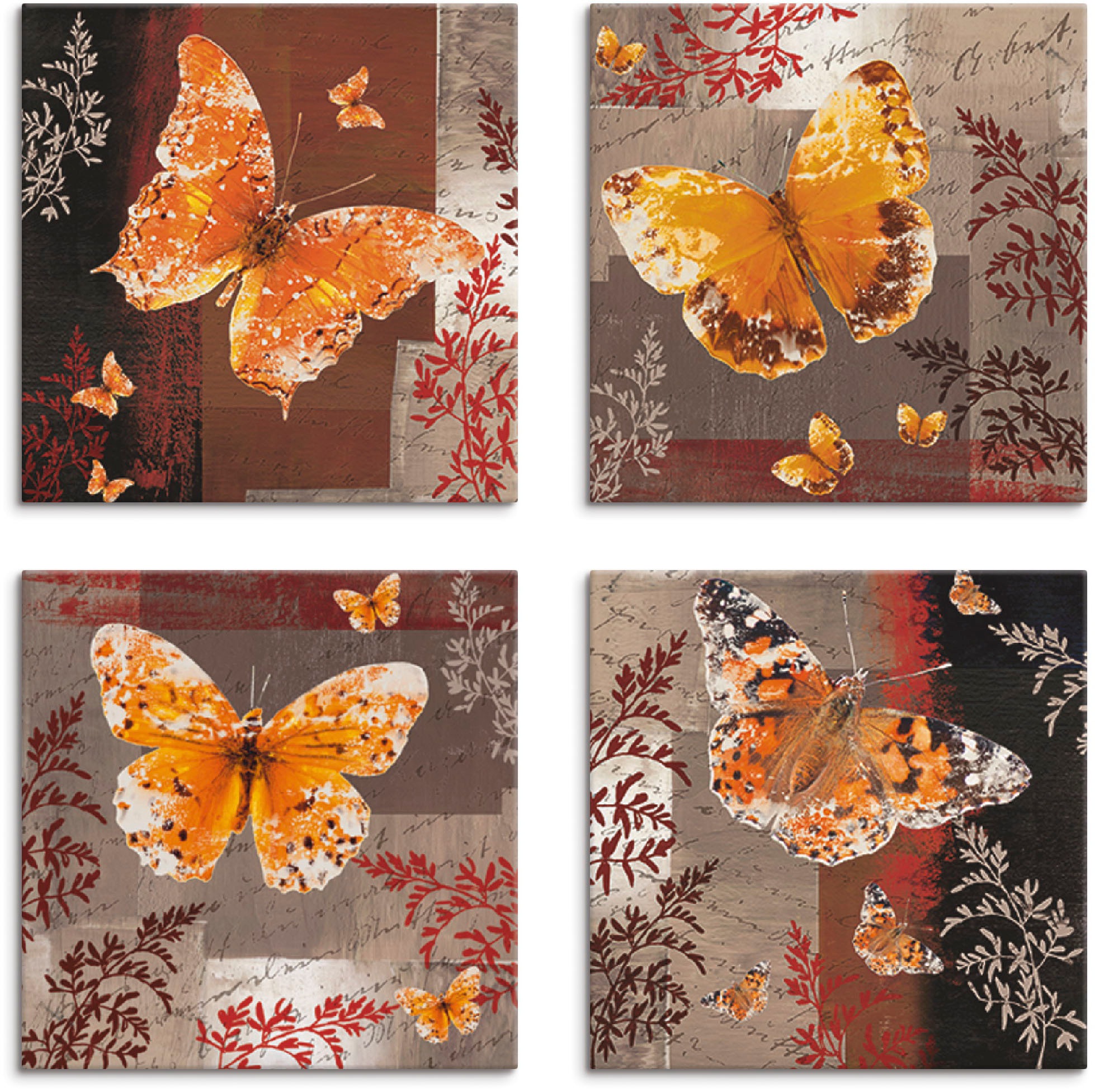 Image of Artland Leinwandbild »Schmetterling 1-4«, Insekten, (4 St.) bei Ackermann Versand Schweiz