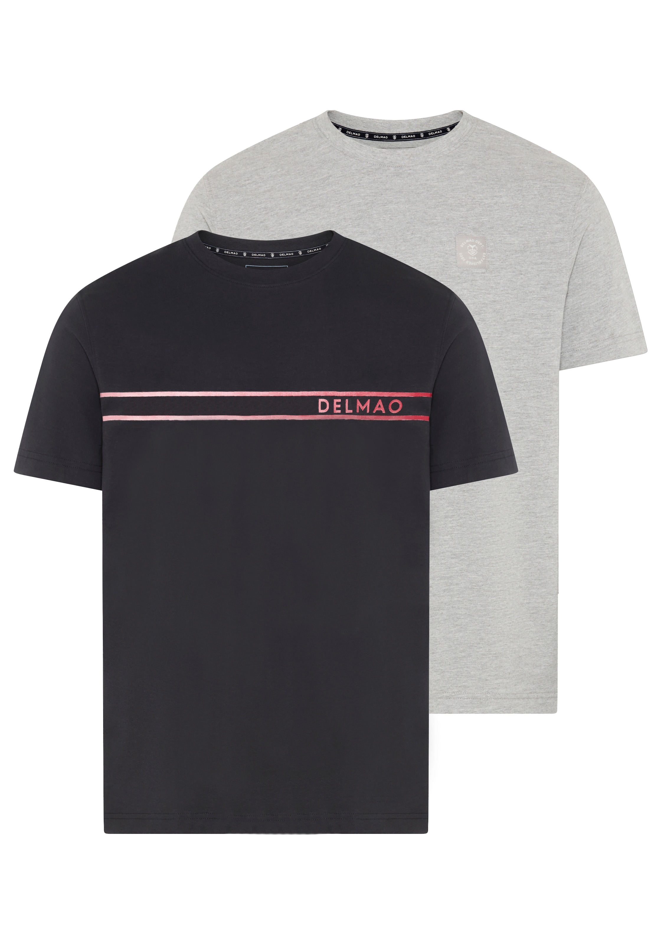 Image of DELMAO Rundhalsshirt "Neue Kollektion" 2er-Pack, normale Passform, kurzarm, mit Rundhalsausschnitt, bedruckt