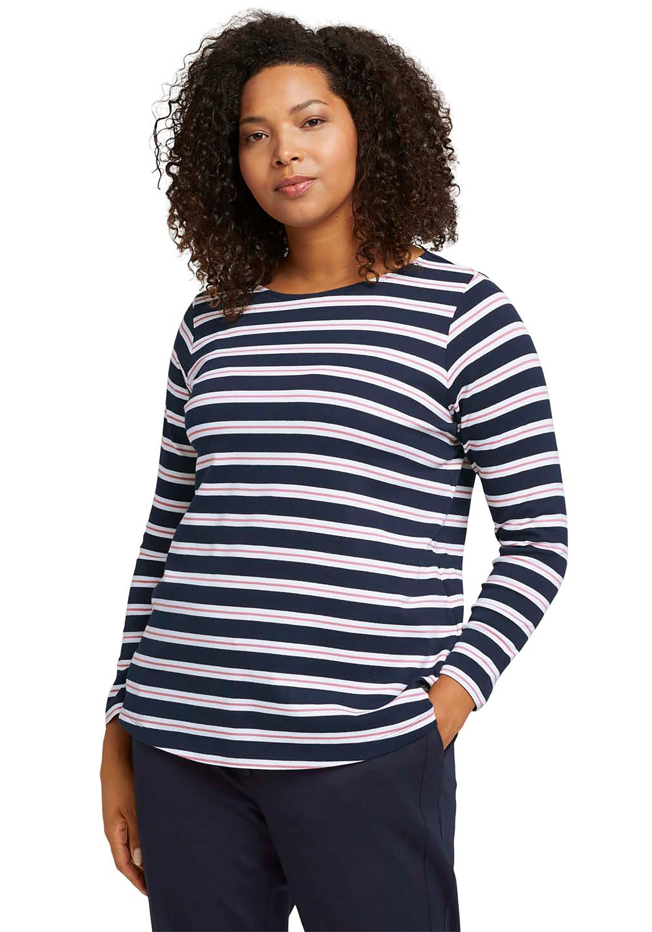 Image of TOM TAILOR PLUS Langarmshirt, mit kurzen Seitenschlitze bei Ackermann Versand Schweiz