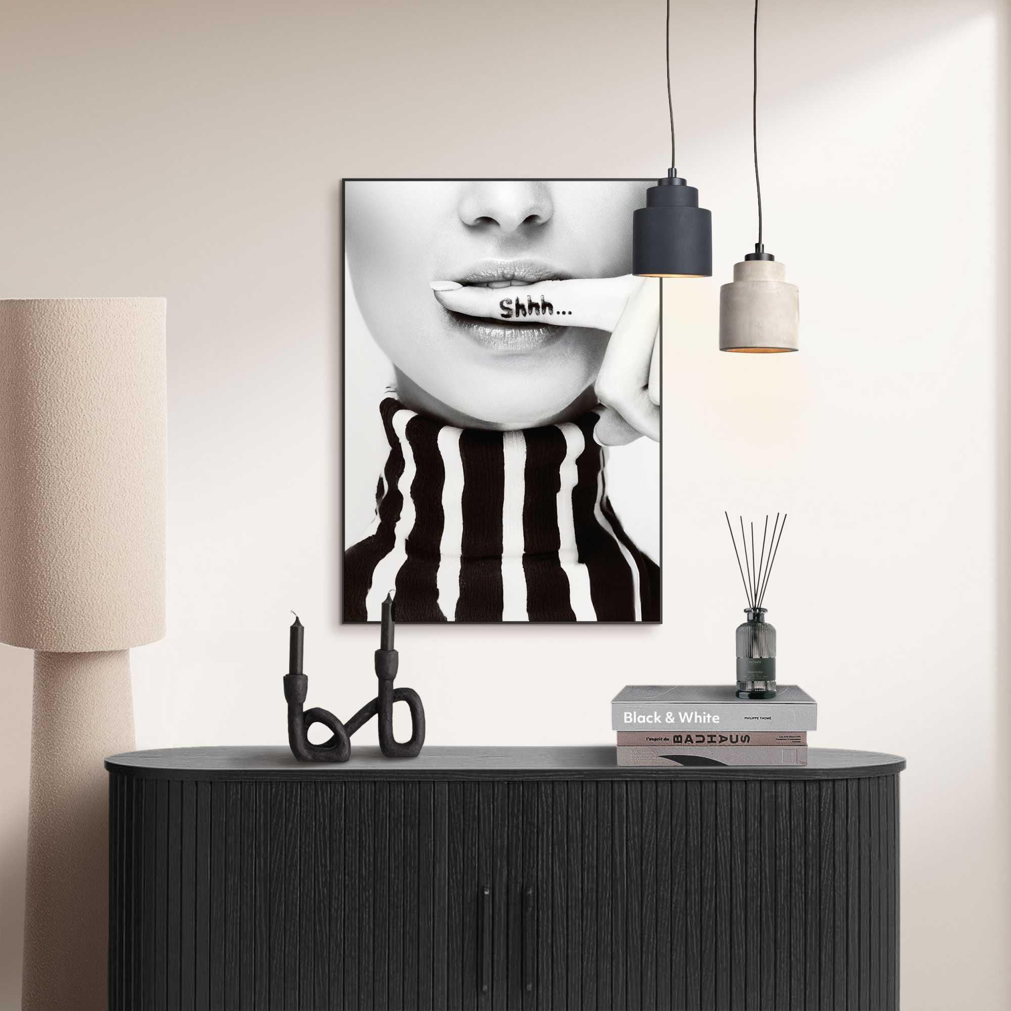 Reinders! Poster »Ssshhh!« Home Office - Frau - Stille - Schwarz-Weiss - MDF - Menschen - 50x70 cm