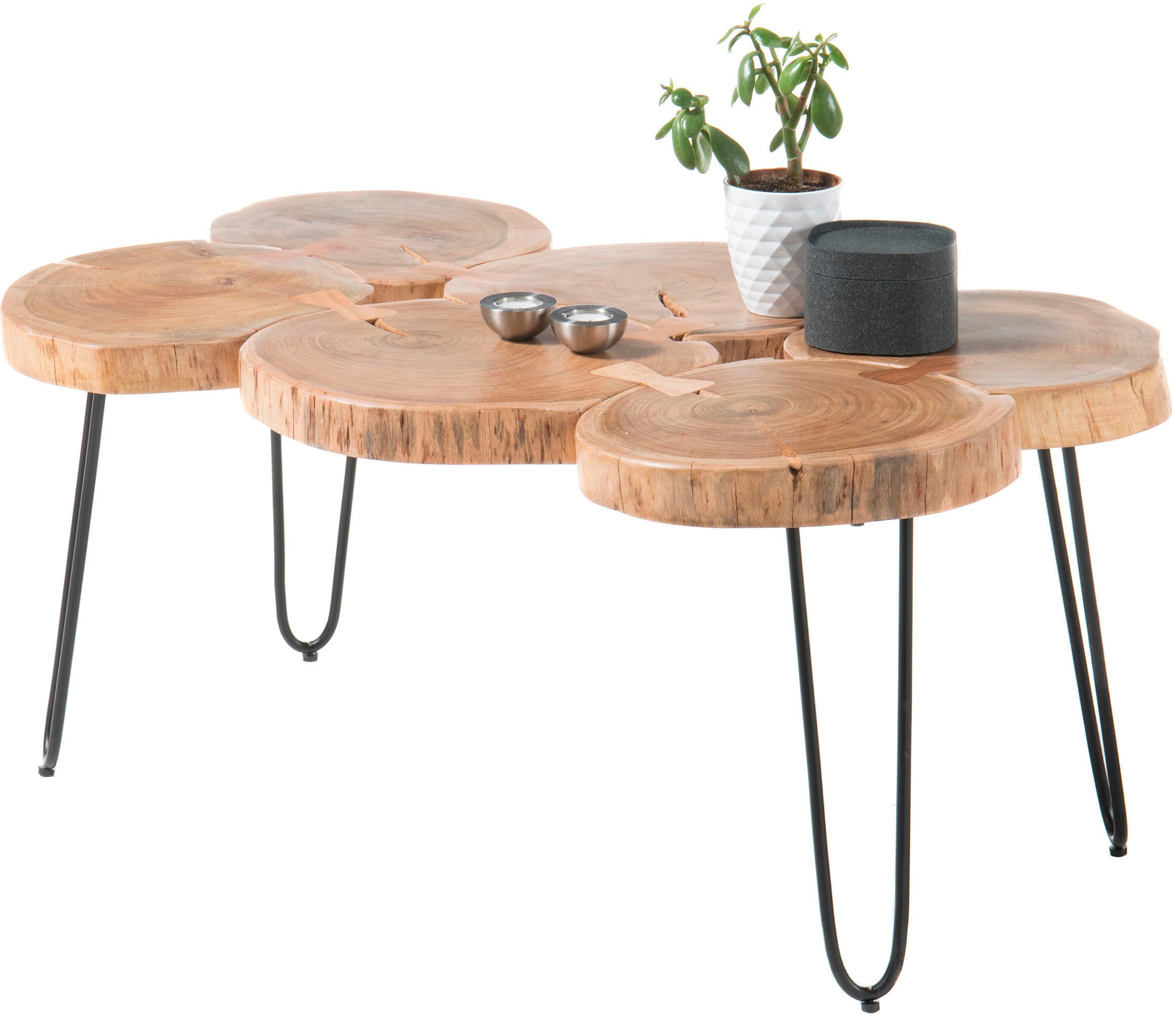 Image of Stolkom Couchtisch "Cole" Massivholz Akazie, Wahlweise Couchtisch oder Beistelltisch