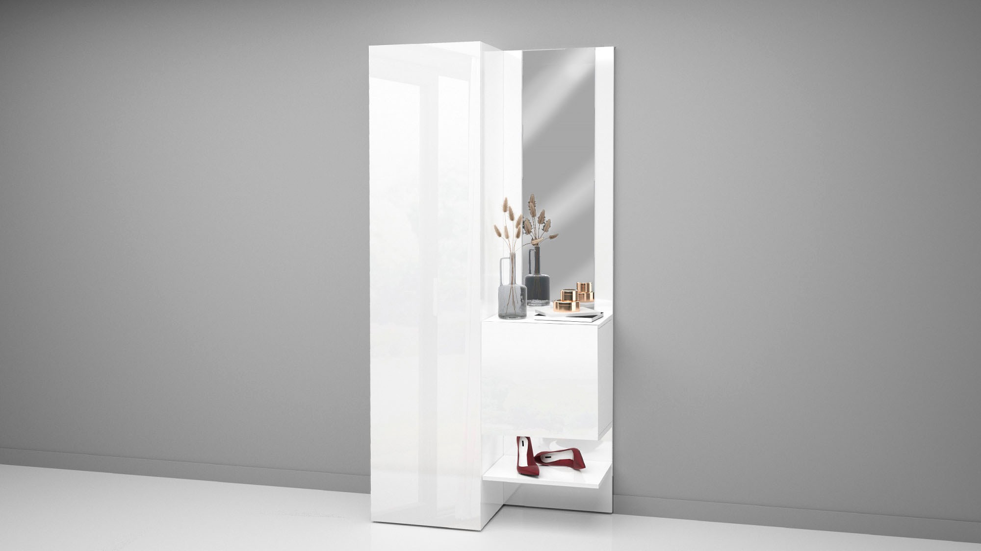 Image of Home affaire Garderoben-Set "Kompakt" 2-er set: grosser Schuhschrank,kleiner Schuhfach mit Spiegel und Ablage, 2 Stk. tlg.