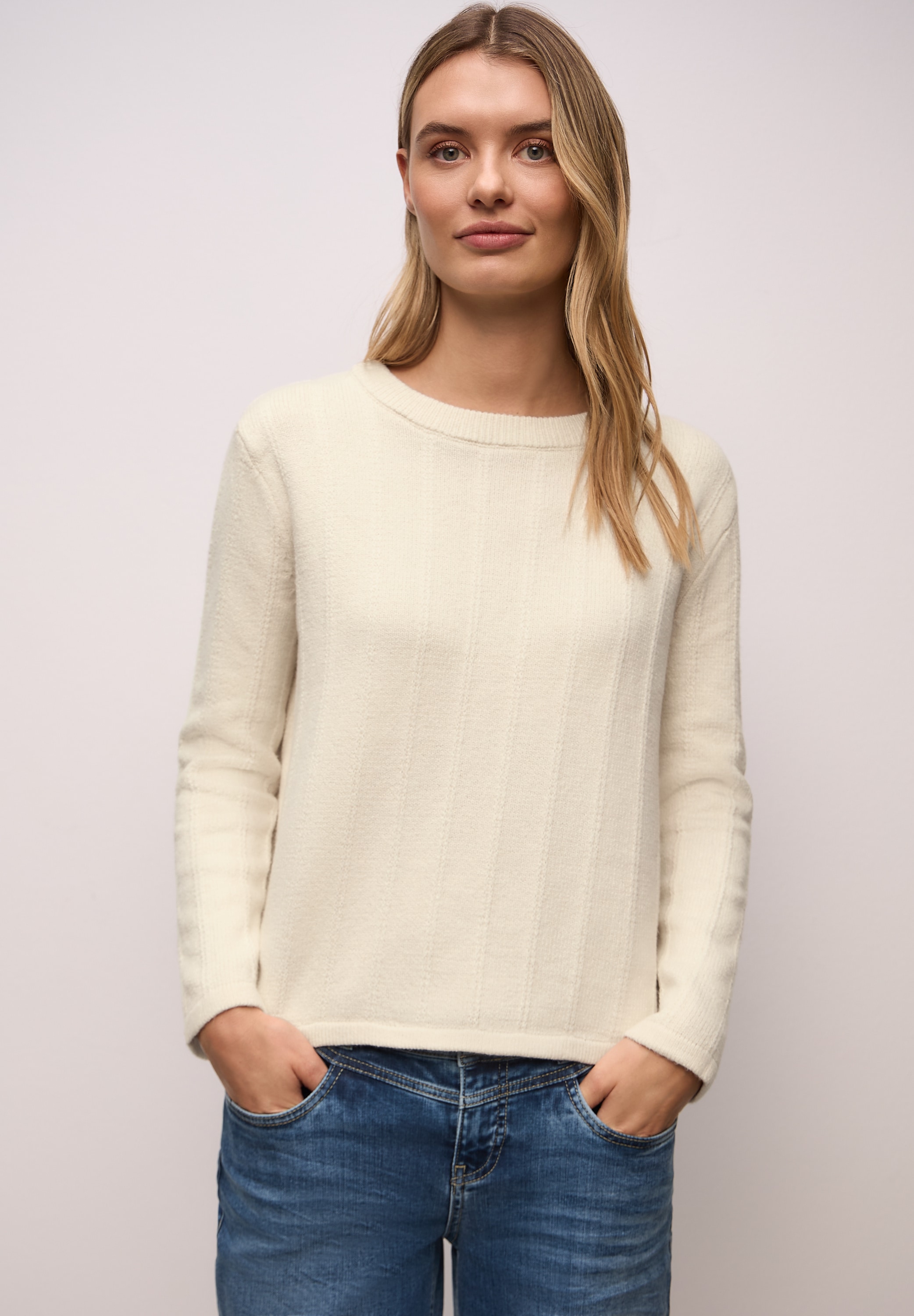 STREET ONE Strickpullover mit Rundhals, strukturiert