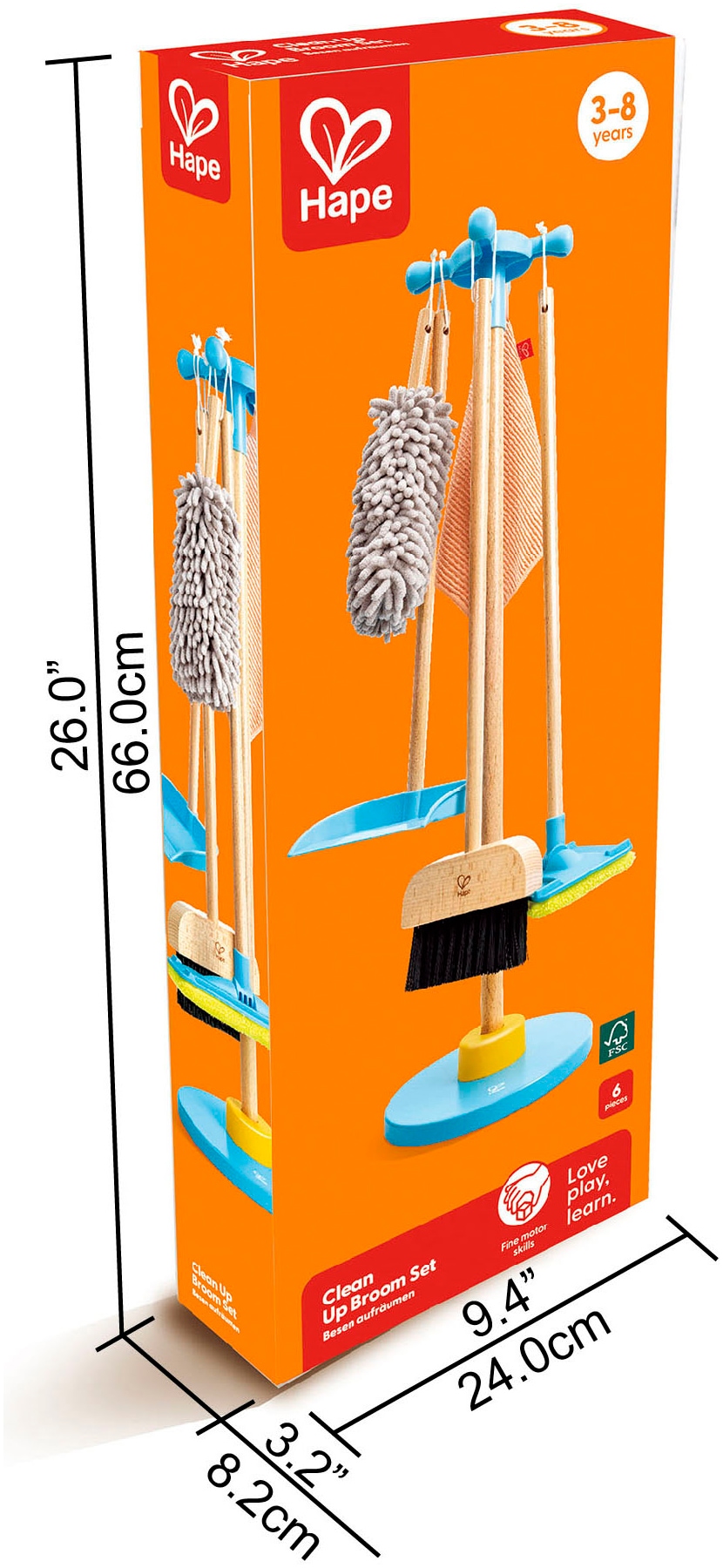 Hape Balai pour enfants »Spielzeug-Putzset mit Ordnungsständer«