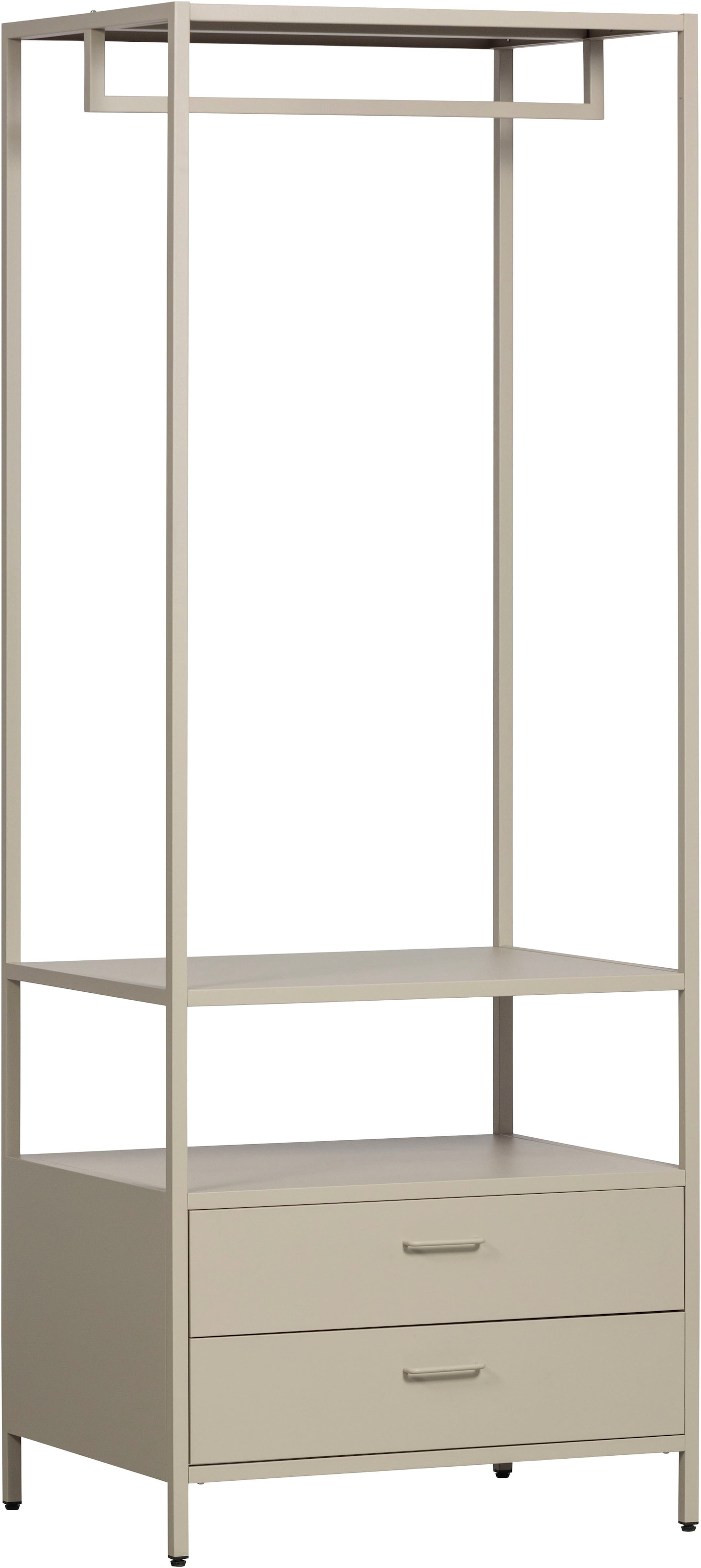 Image of WOOOD Kompaktgarderobe "Ferris mit offenem Kleiderbereich und 2 Schubladen" Tragkraft je Schublade 14 kg, schmale Ausführung