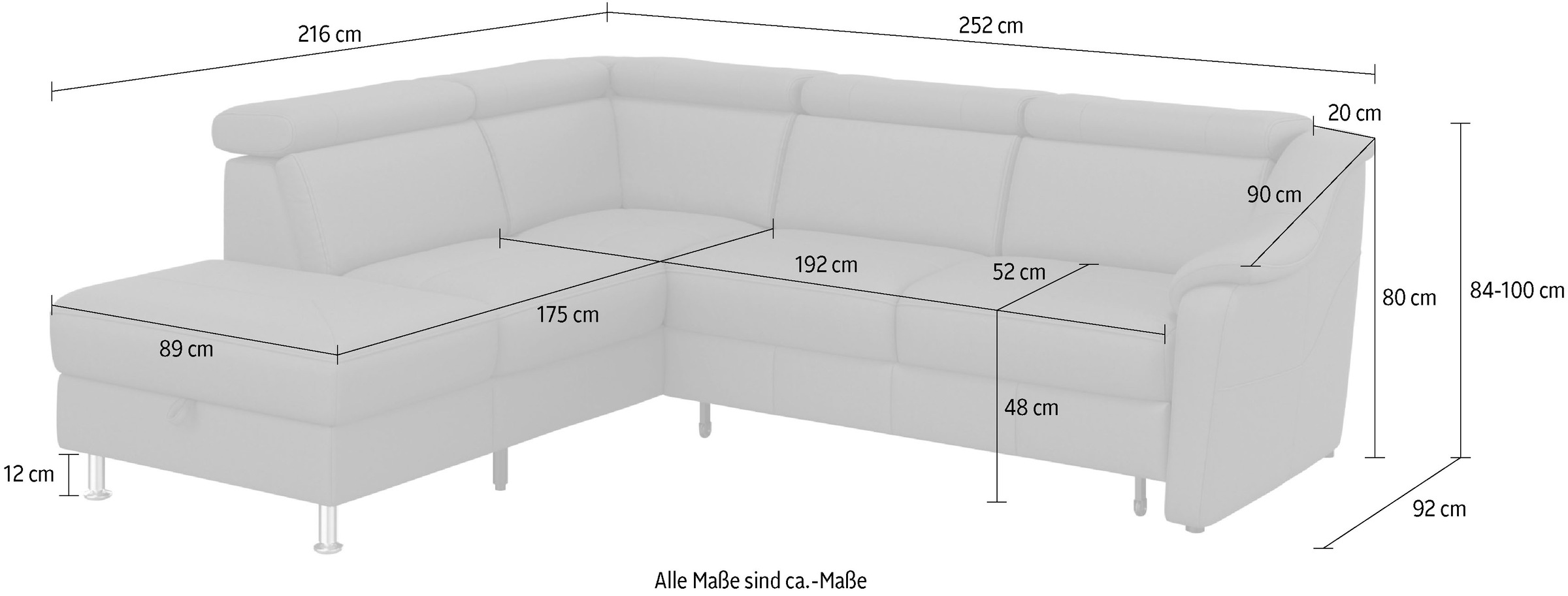 sit&more Ecksofa »Freetown L-Form« inklusive Kopfteilverstellung und komfortablem Federkern