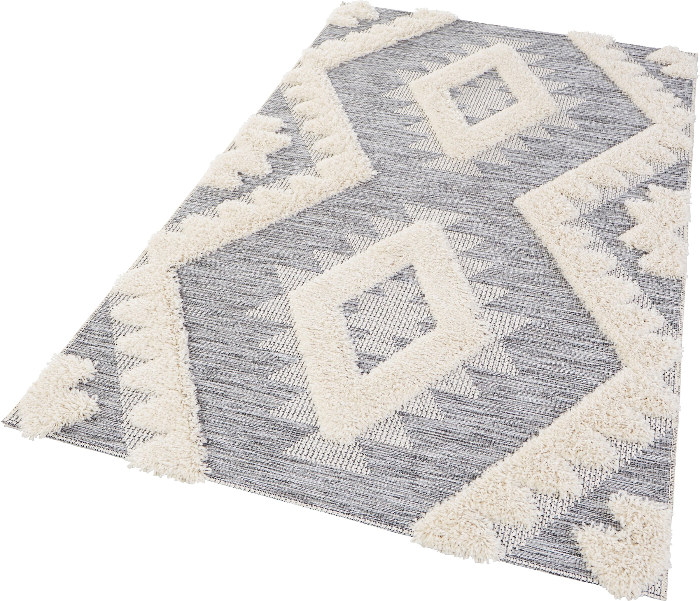 Image of MINT RUGS Teppich »Tiddas«, rechteckig, 35 mm Höhe, In- und Outdoor geeignet, Hoch-Tief-Struktur, Rauten Design, Balkon, Terrasse, Garten, Wohnzimmer, Strapazierfähig, Pflegeleicht bei Ackermann Versand Schweiz