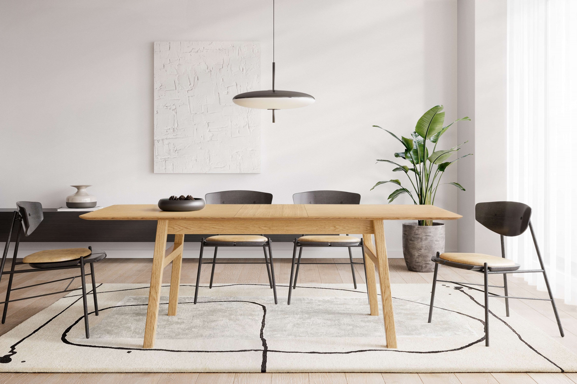 Image of Woodman Esstisch "Curved" Scandi Design, Breite 180 cm, ausziehbar auf 220 cm, FSC-zertifiziert
