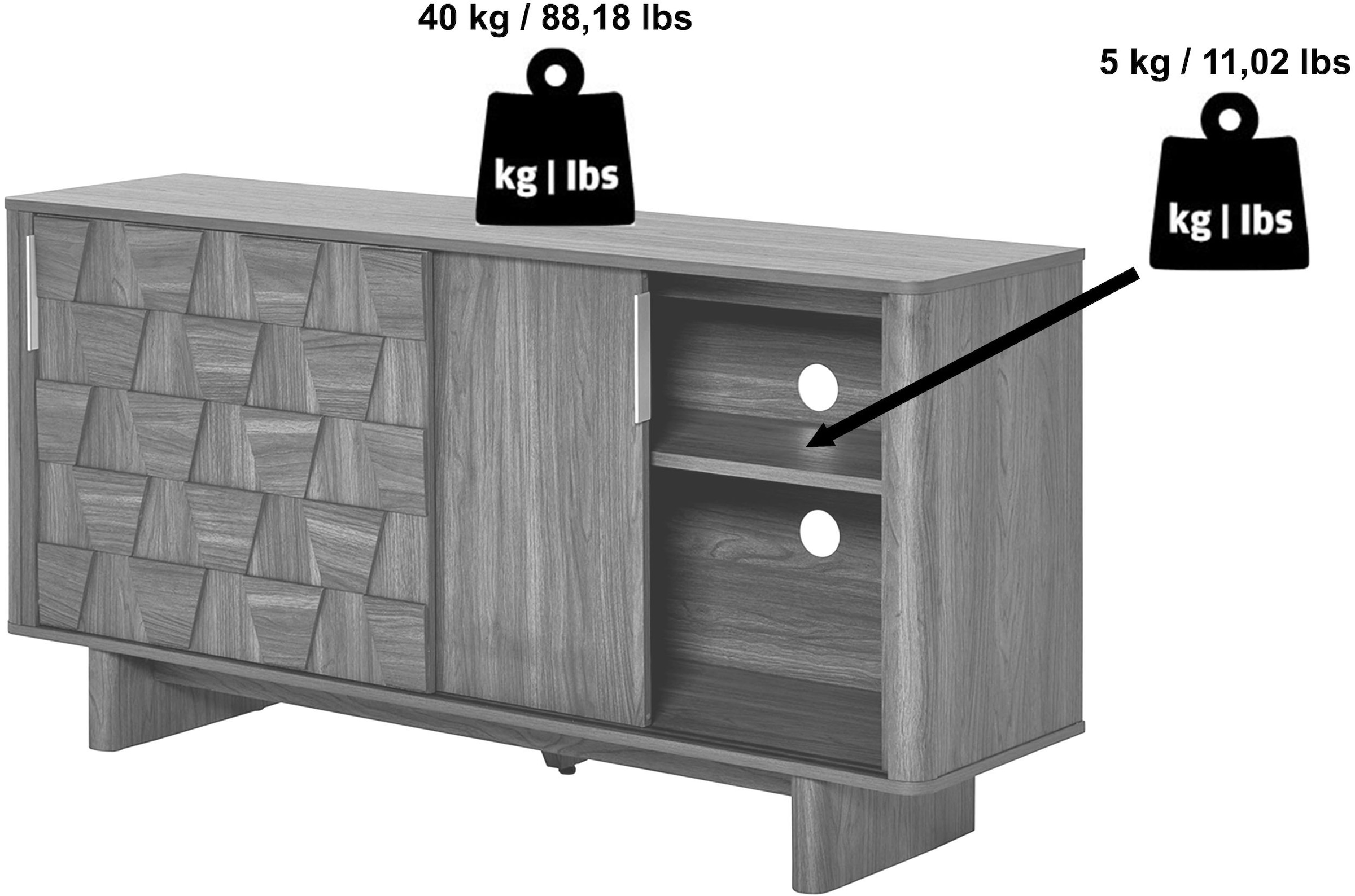 Jahnke Buffet »CHESS SB 150« 1 cuis tlg. buffet bas, 2 portes coulissantes, largeur env. 150 cm