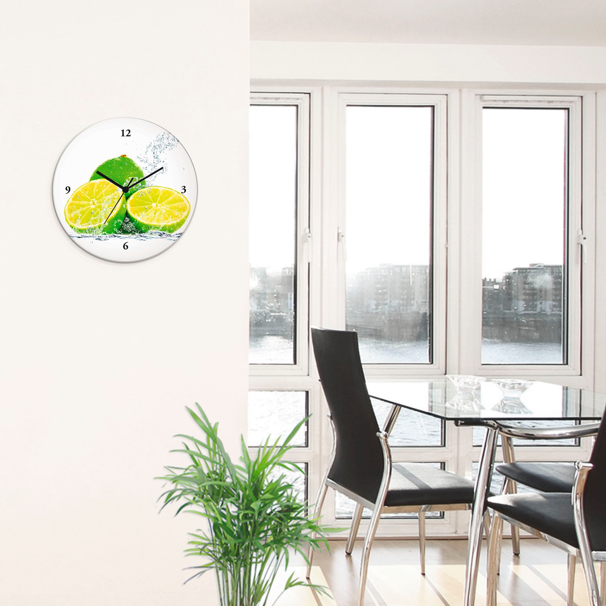 Artland »Limette mit Spritzwasser« wahlweise mit Quarz- oder Funkuhrwerk, lautlos ohne Tickgeräusche