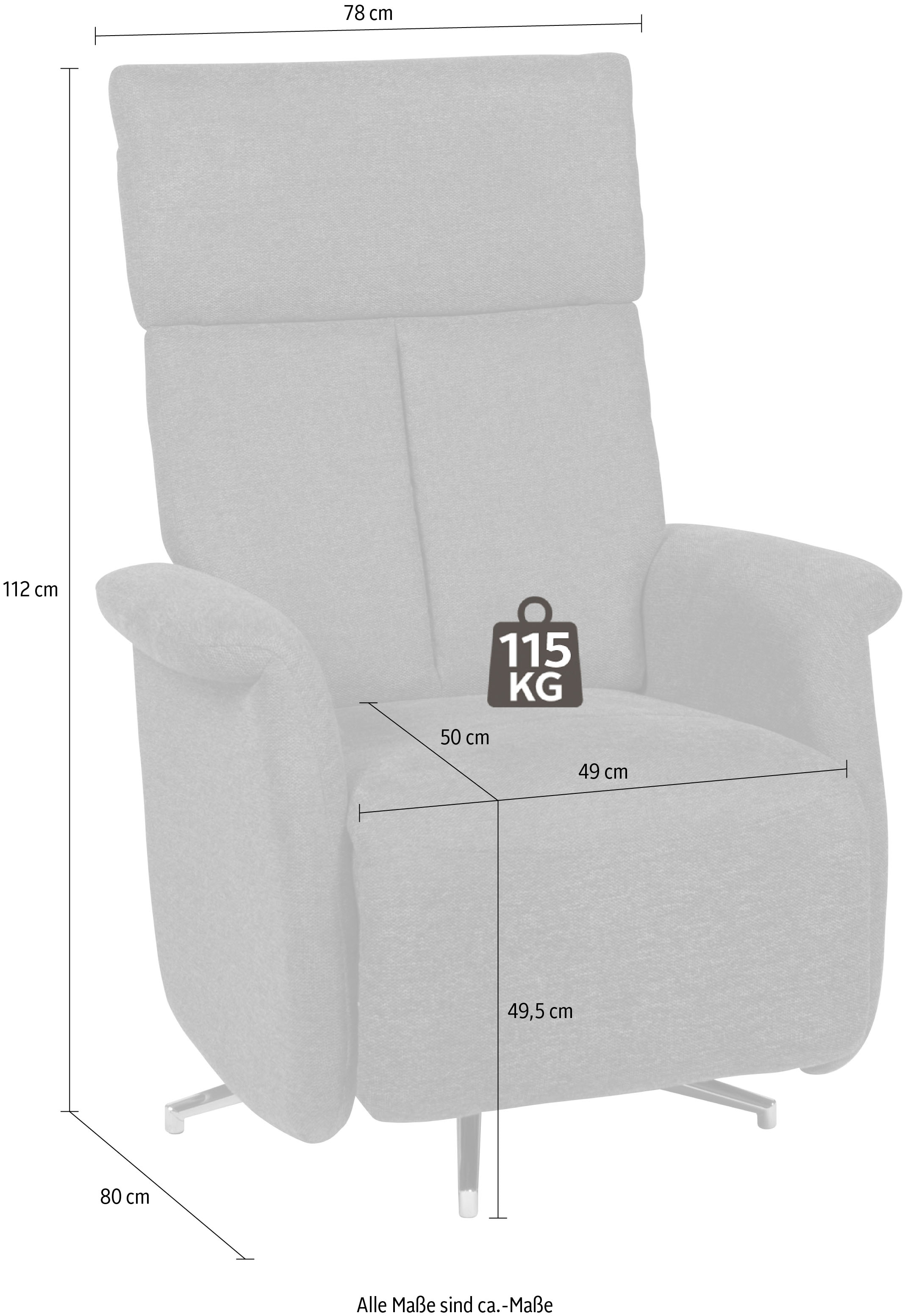 Duo Collection Fauteuil TV »Thompson mit stufenloser Einstellung der Rückenlehne, Relaxfunktion« avec ressorts ensachés et suspension à lames en acier, pivotant à 360 degrés