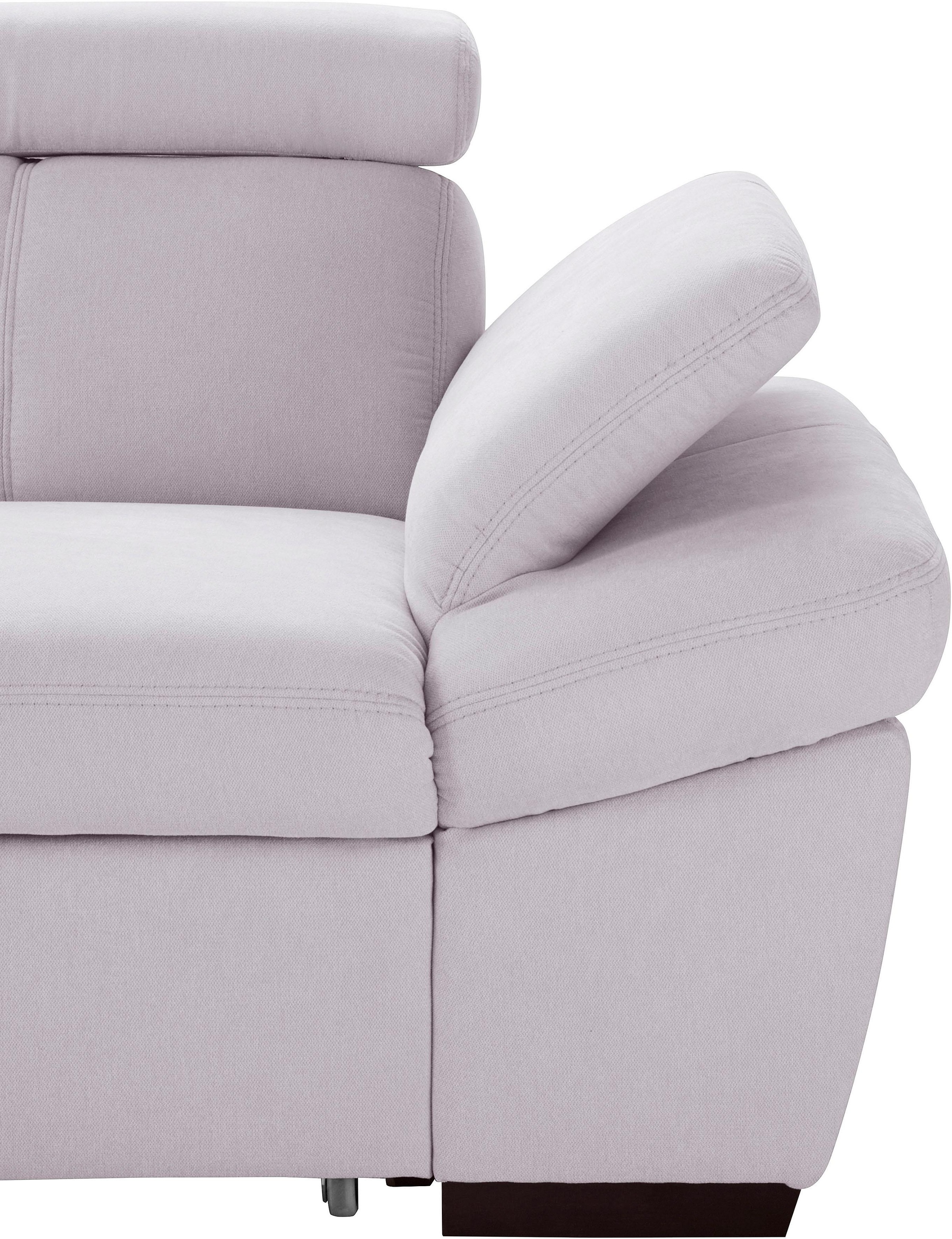 exxpo - sofa fashion Ecksofa »Salerno, inkl. Kopf- und Armteilverstellung, elegant & bequem, L-Form«, wahlweise mit Bettfunktion und Bettkasten, tolle Detailverarbeitung