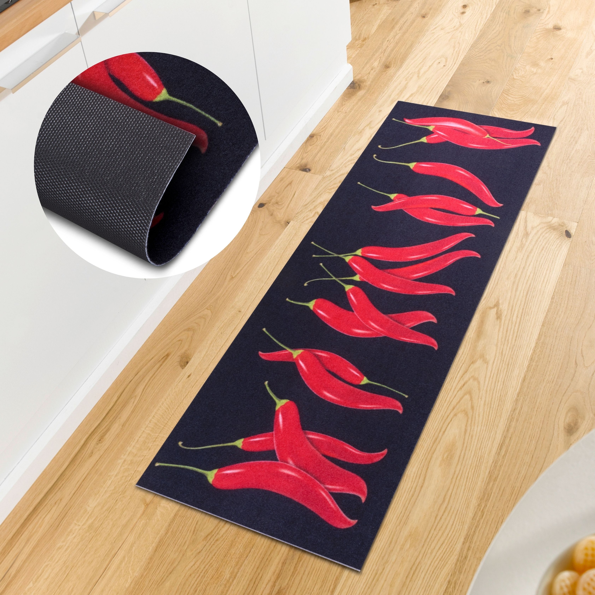 Image of HANSE Home Küchenläufer "Chili Dance" rechteckig 3 mm Höhe Läufer, Rutschfest, Küchenteppich, Küche, Teppich, Pflegeleicht