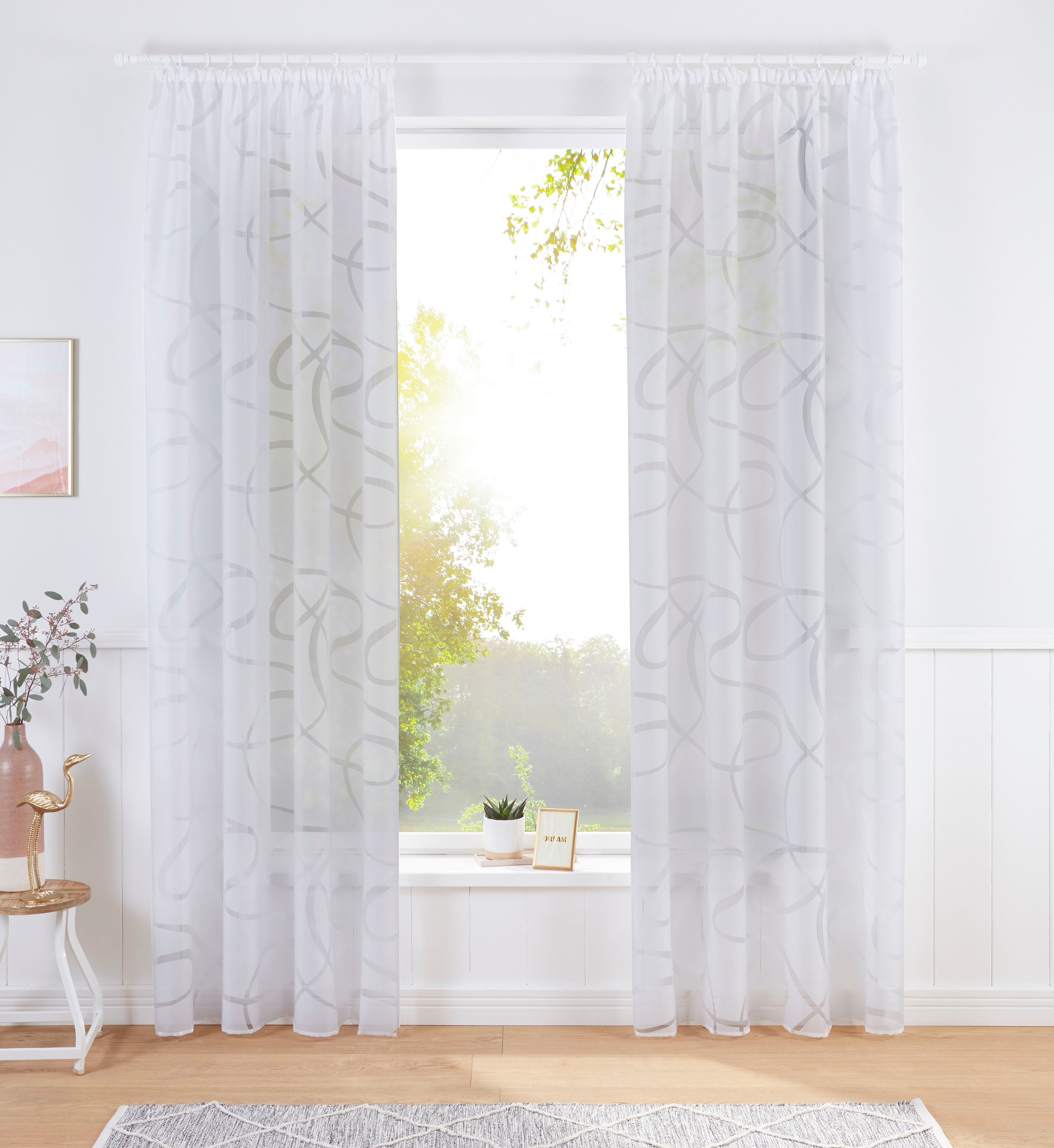 Image of Bruno Banani Gardine "Tilo" Kräuselband 1 Stk. tlg. transparent, Ausbrenner, gewebt, verschiedene Grössen