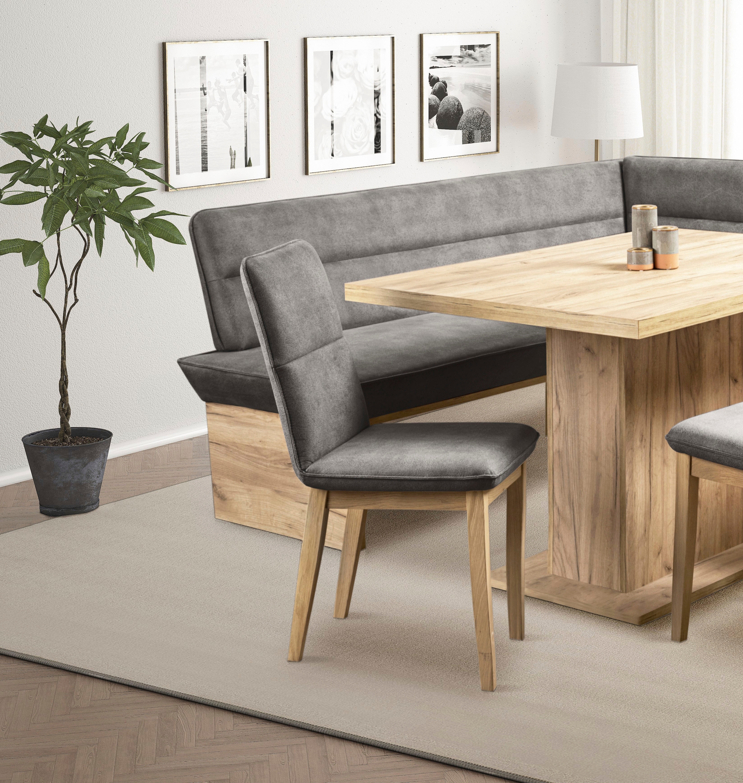 Home affaire Esszimmerstuhl »Beluna Polsterstuhl Esszimmer Bestseller«, (Set), 2 St., Luxus-Microfaser in Lederoptik, Gestell und Beine aus massiver Eiche modernes Landhaus