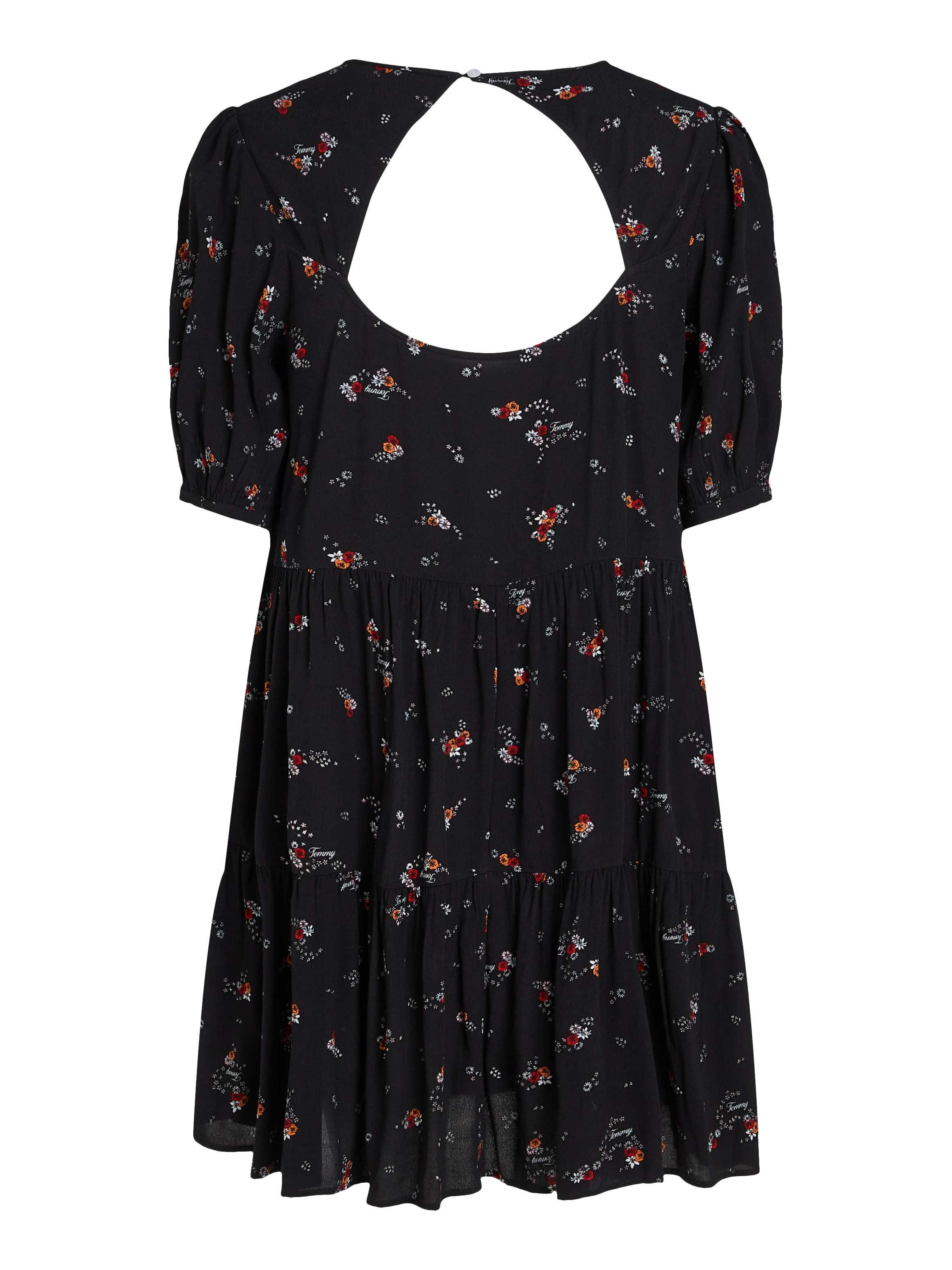 Tommy Jeans Curve Blusenkleid »TJW BLACK FLORAL TIERD DRESS EXT«, Grosse Grössen