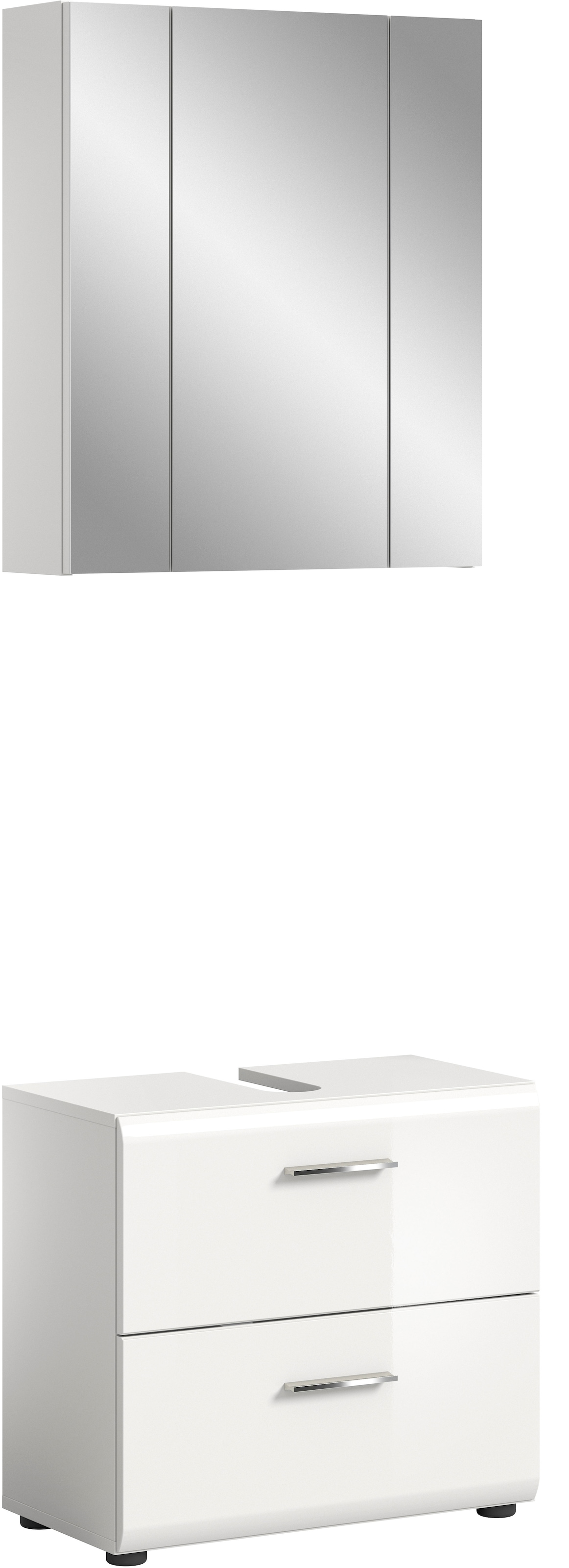 Image of welltime Badmöbel-Set "FLORENZ, 2-teilige Badkombination, hochwertige MDF-Front" Set, bestehend aus: 1 Waschbeckenunterschrank, 1 Spiegelschrank