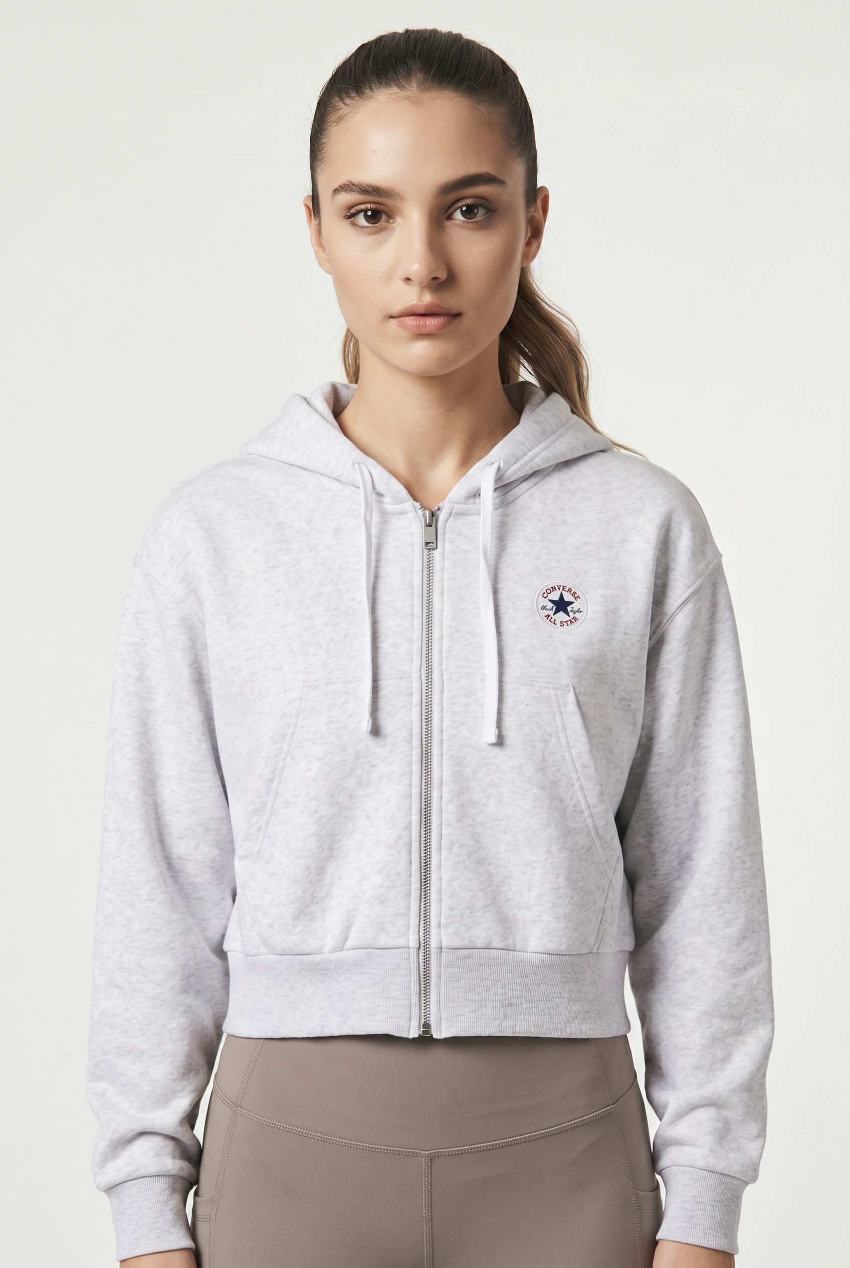 Image of Converse Sweatjacke "WOMENS CONVERSE RETRO FULL-ZIP HOODIE" mit durchgehendem Reissverschluss, cropped Schnitt