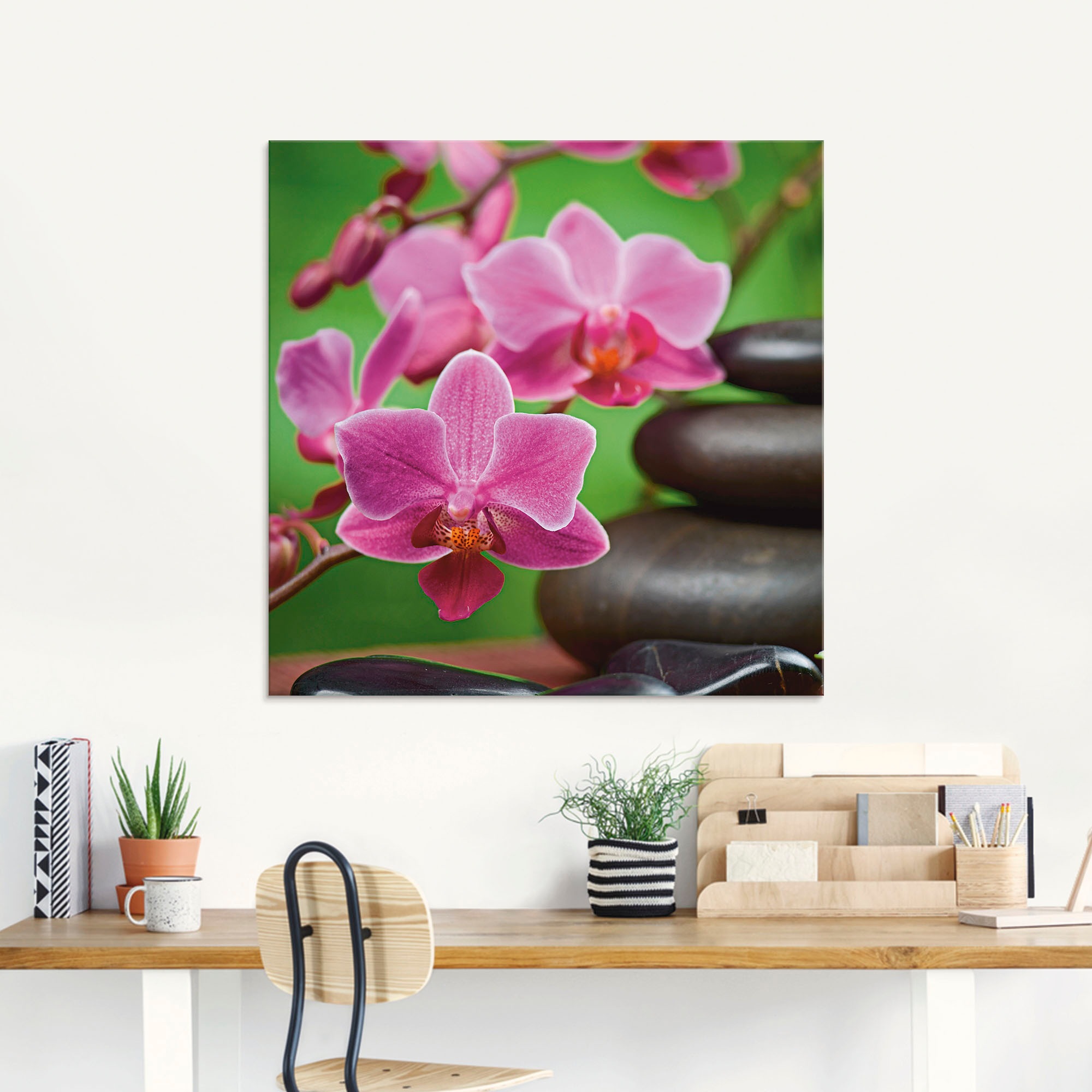 Artland Tableau en verre »Zen Basaltsteine und Bambus auf Holz« 1 cuis tlg. in verschiedenen Grössen