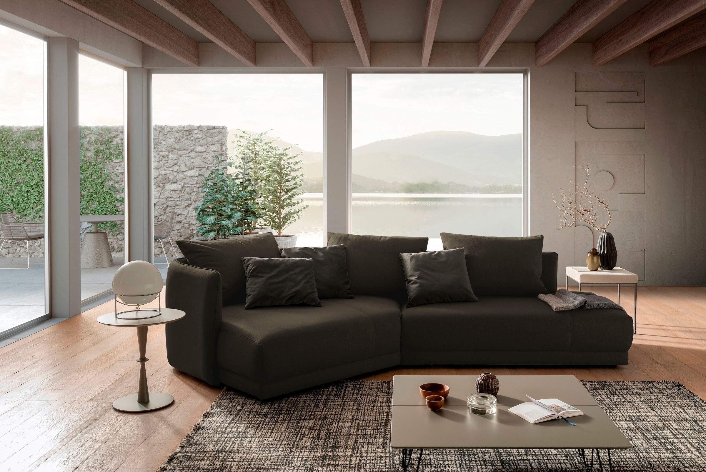 designwerk Ecksofa »New York L-Form, anmutendes Designsofa« mit moderner R&ung im Rücken