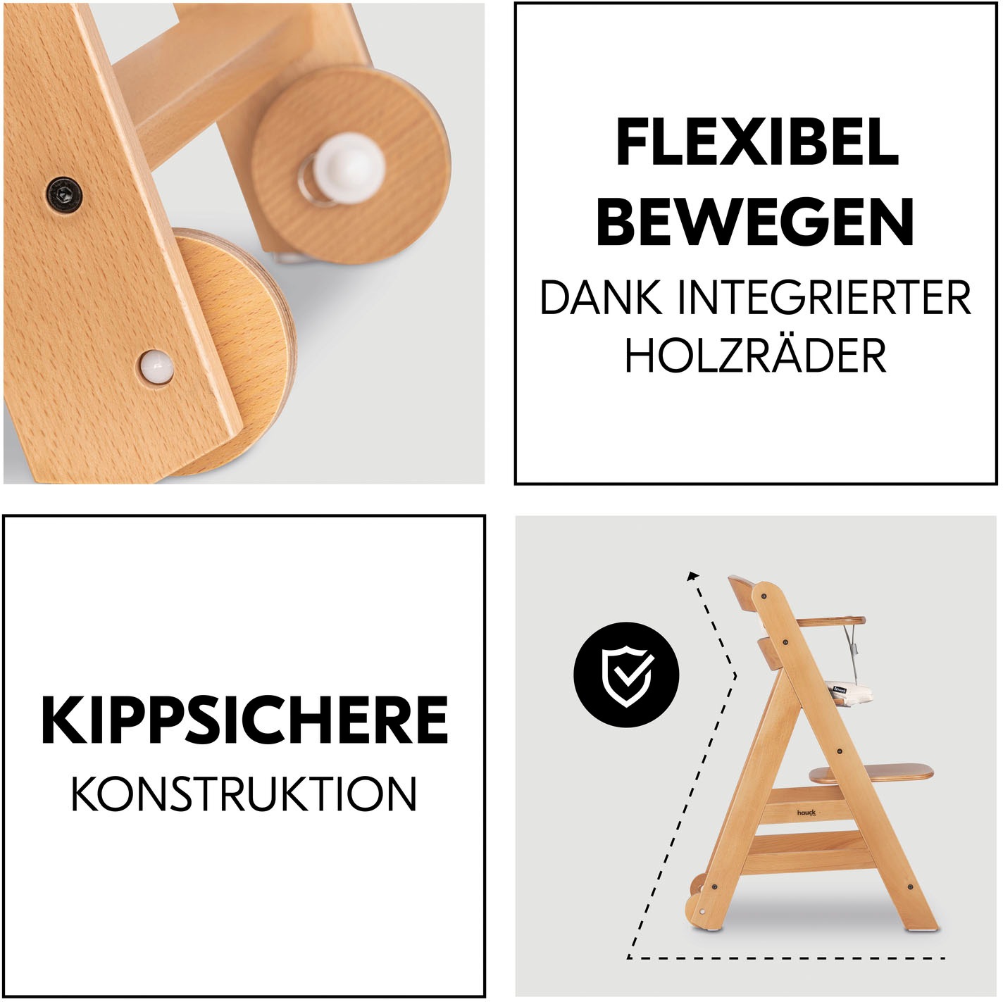Hauck Hochstuhl »Beta+« () mit Holzrädern