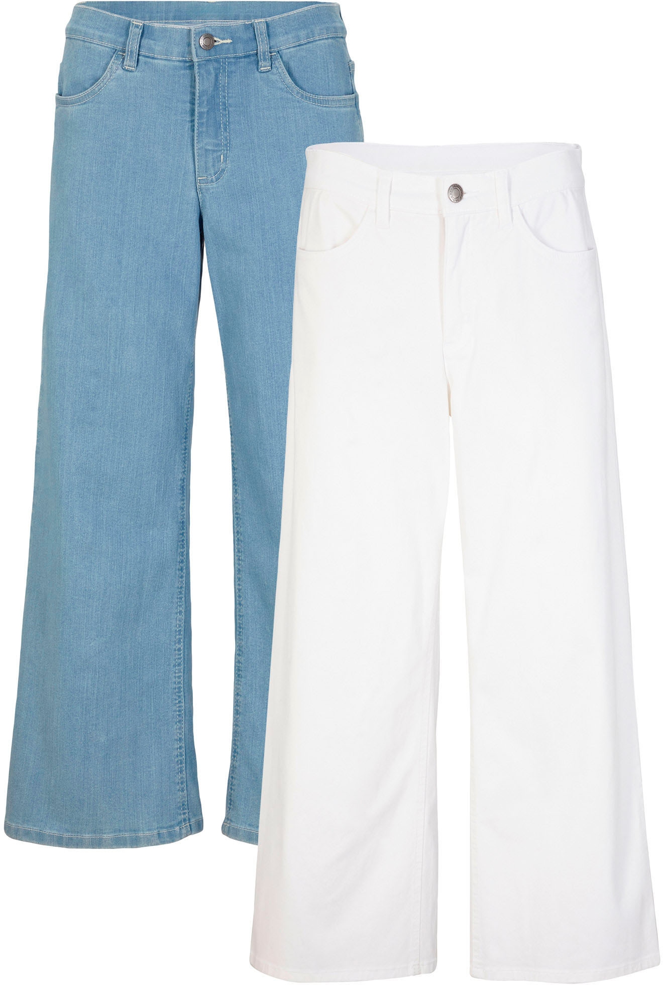 Image of bonprix Caprijeans "Capri Jeans Mid Waist, (2er Pack)" Packung, 2 Stk. lockere Passform, mit Eingrifftaschen, mit Gesässtaschen