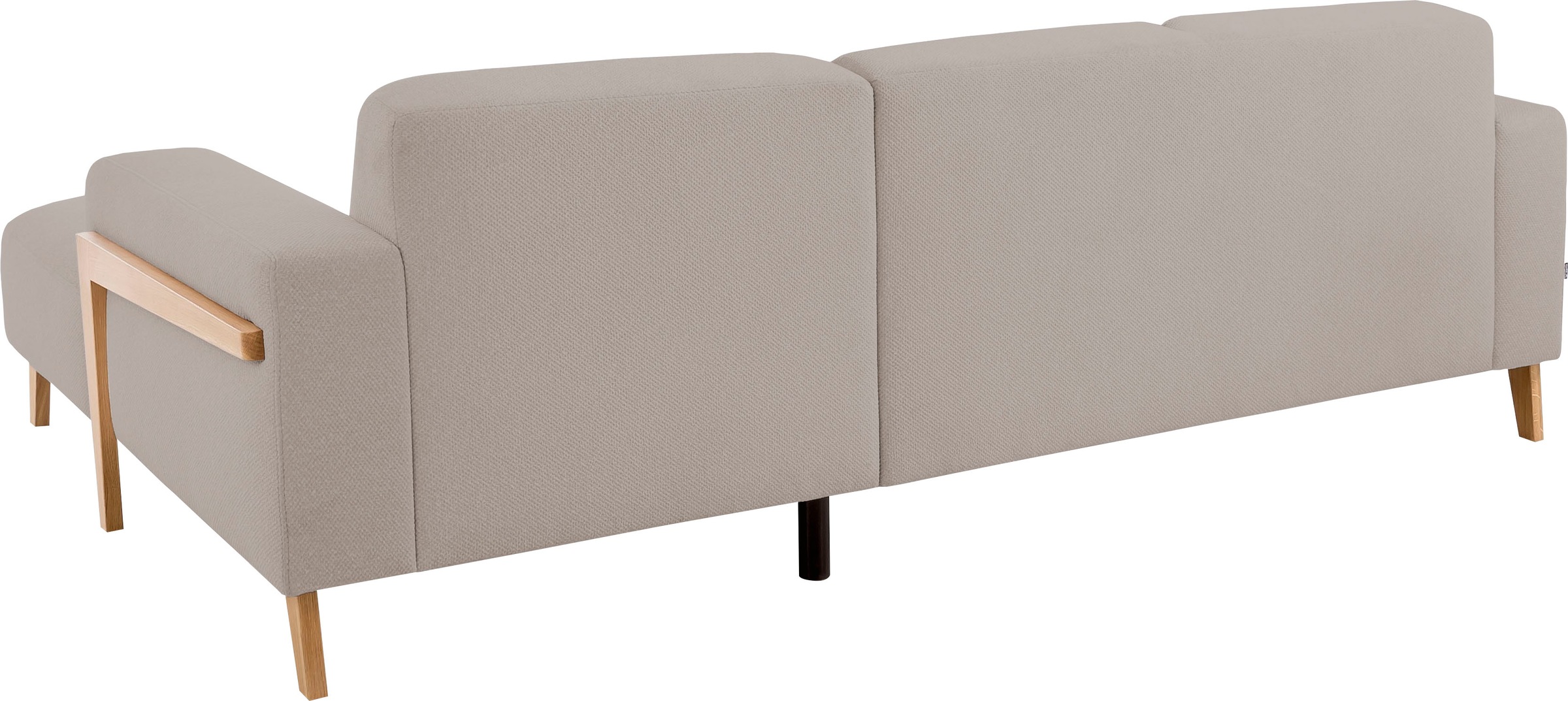 exxpo - sofa fashion Ecksofa »Starr Scandic Design, tolle Verarbeitung, bequem, Sichtholz am Armteil«, L-Form, wahlw. elektrische Sitztiefenverstellung, Massivholzfüsse