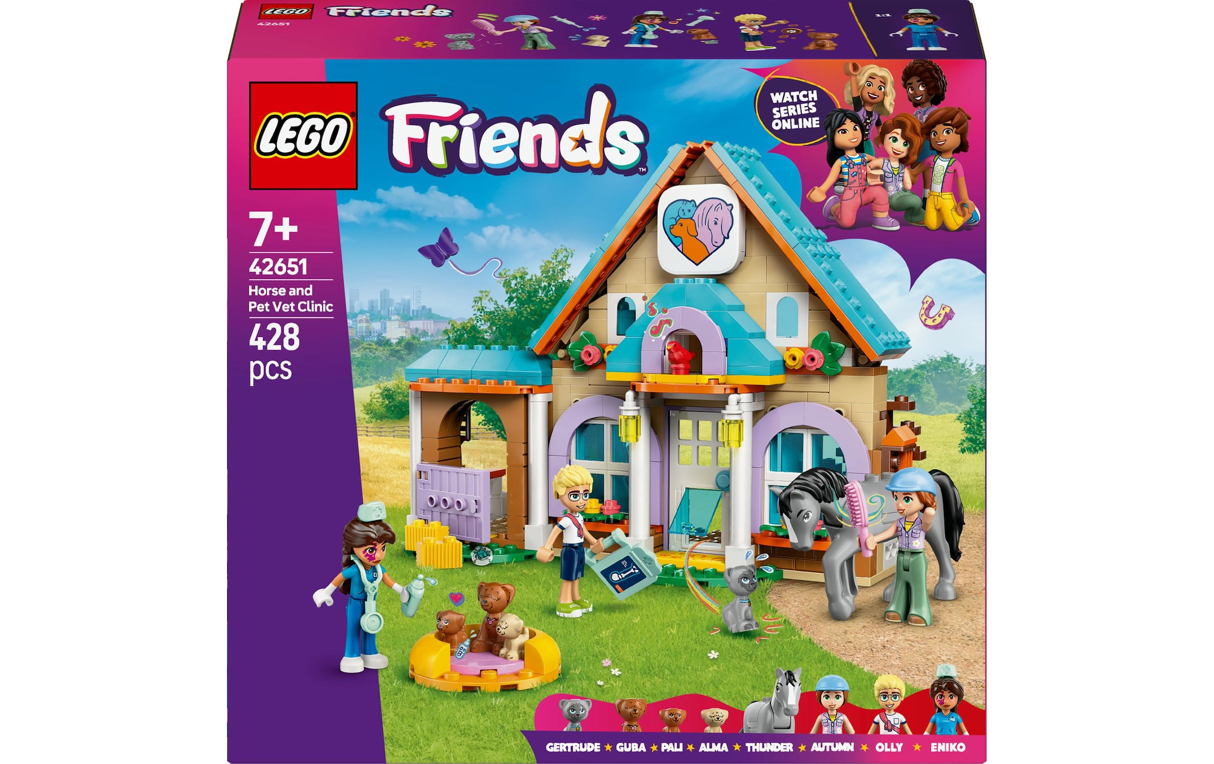 LEGO® Spielbausteine »Friends Praxis für Pferde und Haustiere 42651«, (428 St.)