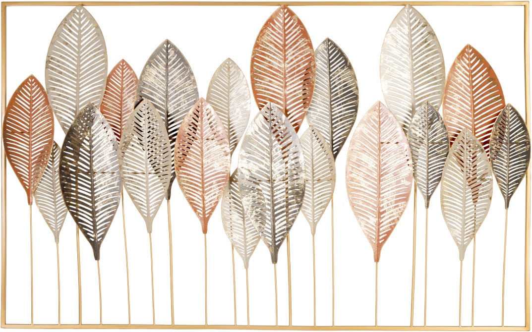 Image of Bönninghoff Metallbild "HERBSTSTIMMUNG VERSCHIEDENE BLÄTTER 122x76 cm – Deko" Blätter Blätterbilder Pflanzen Wanddekoration