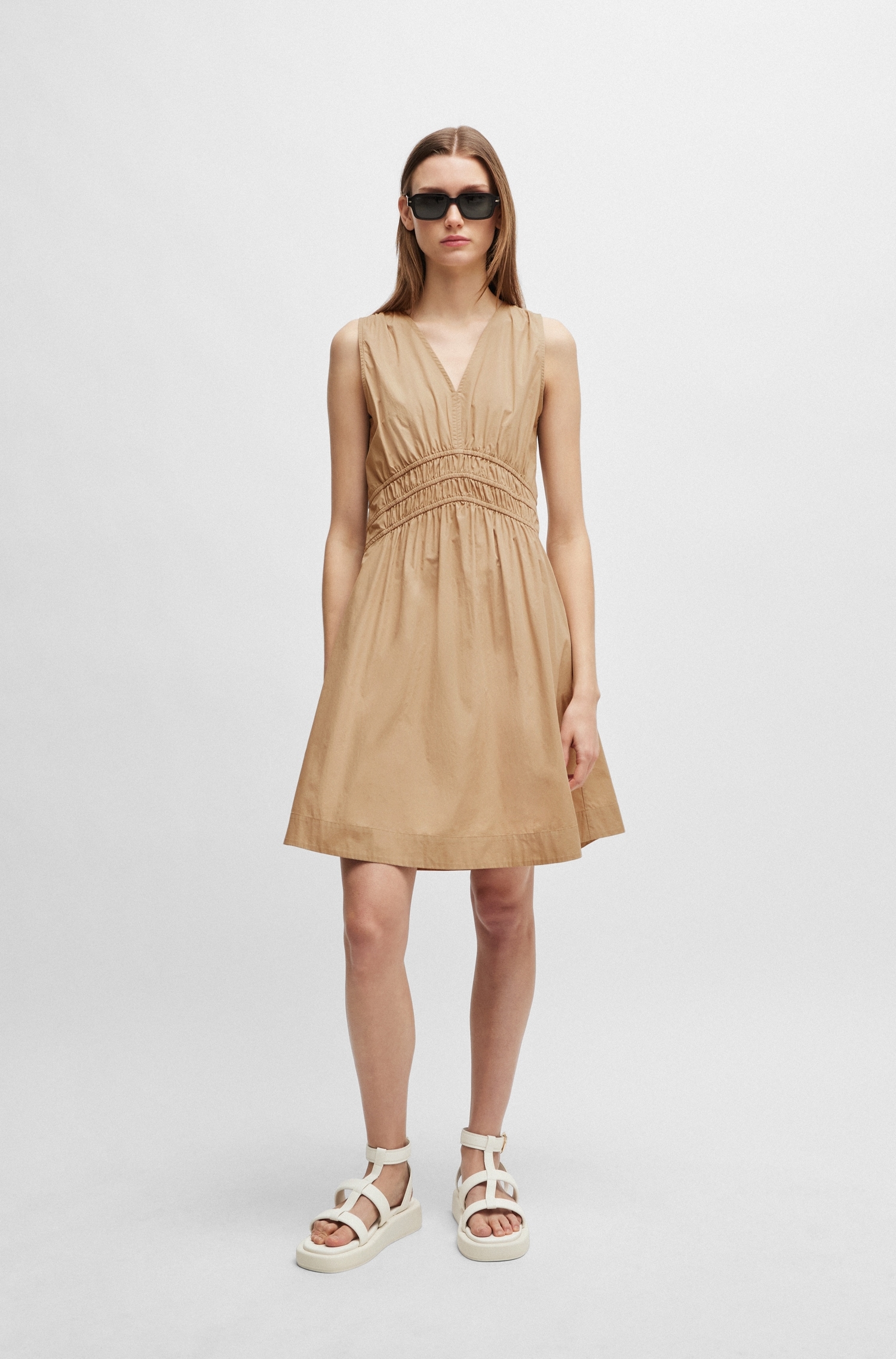 BOSS ORANGE A-Linien-Kleid »Dizzi Premium Damenmode«, mit Raffungen