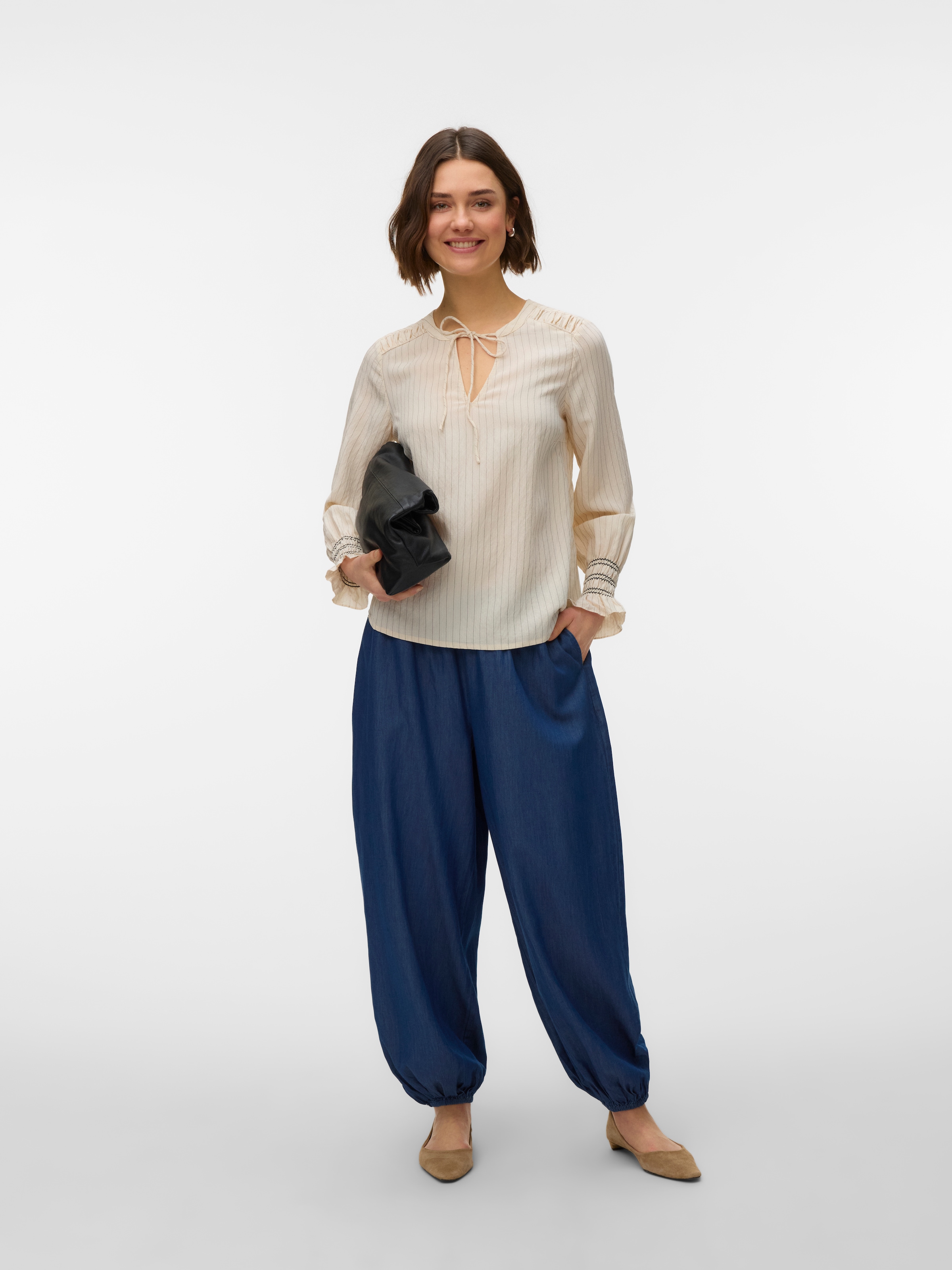 Vero Moda Chemisier »VMMILLIE LS TOP WVN GA« mit Bindedetail